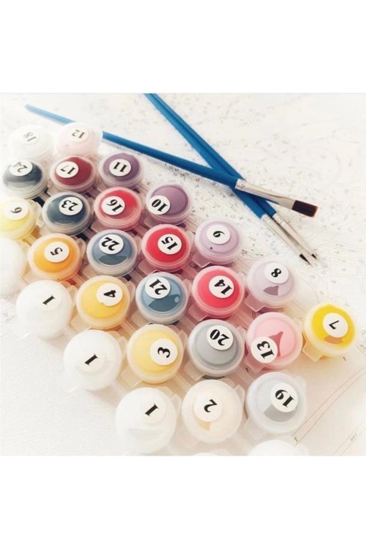 Baba Oğul Aslan Sayılarla Tablo Kanvasa Gerili - Görsel 5