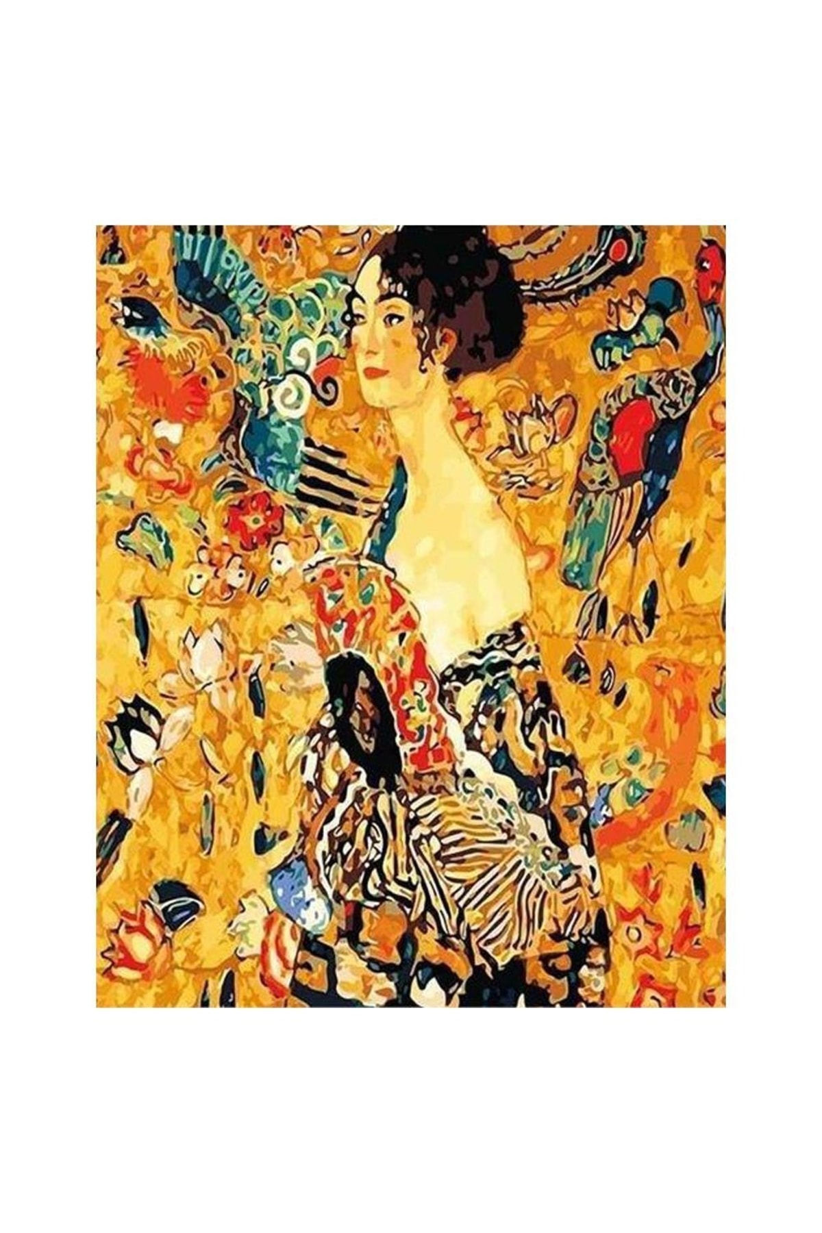 Gustav Klimt Genç Kadın Sayılarla Boyama Seti Kasnaklı