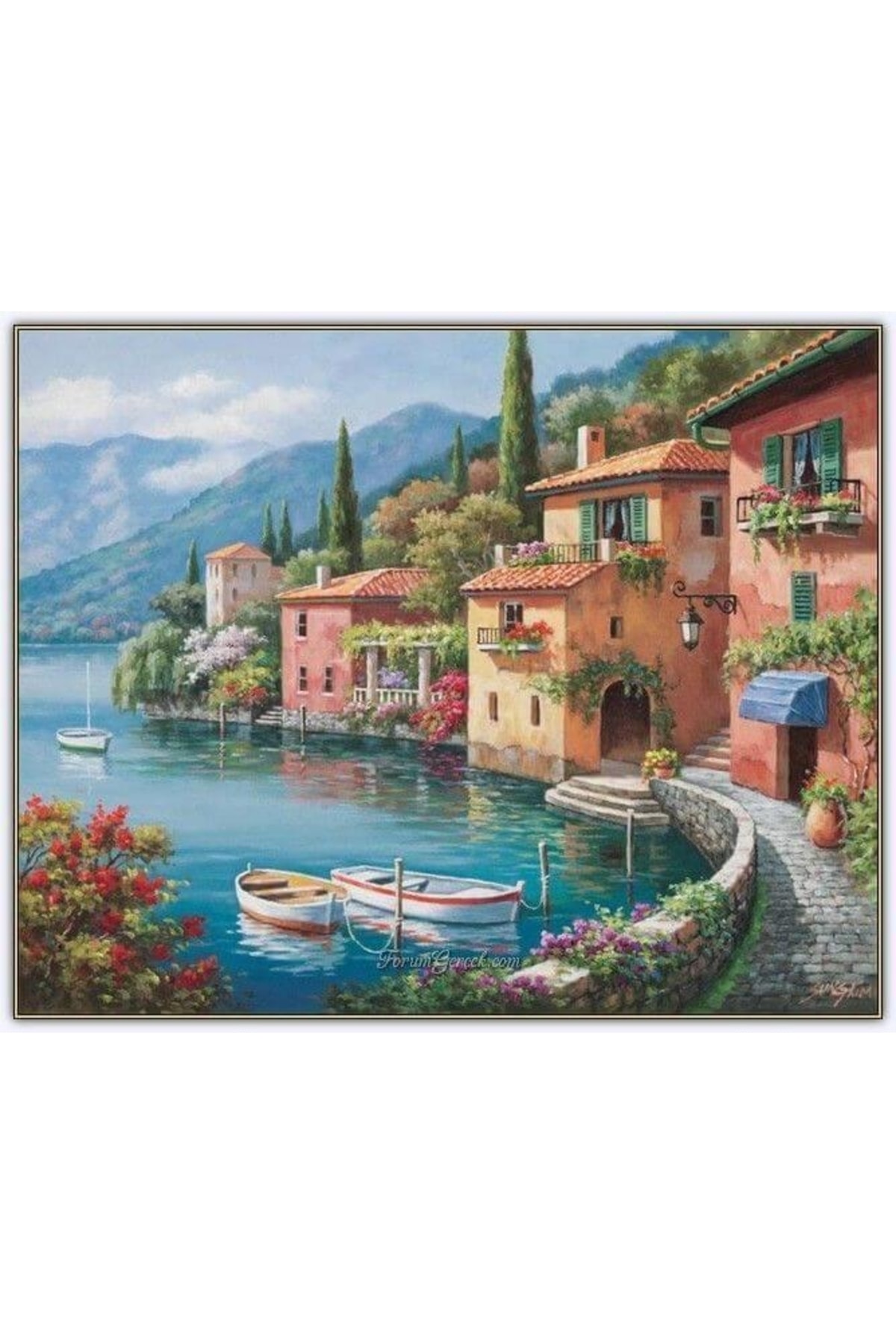 Sahil Manzarası 2 Sayılarla Boyama Seti Kasnaklı