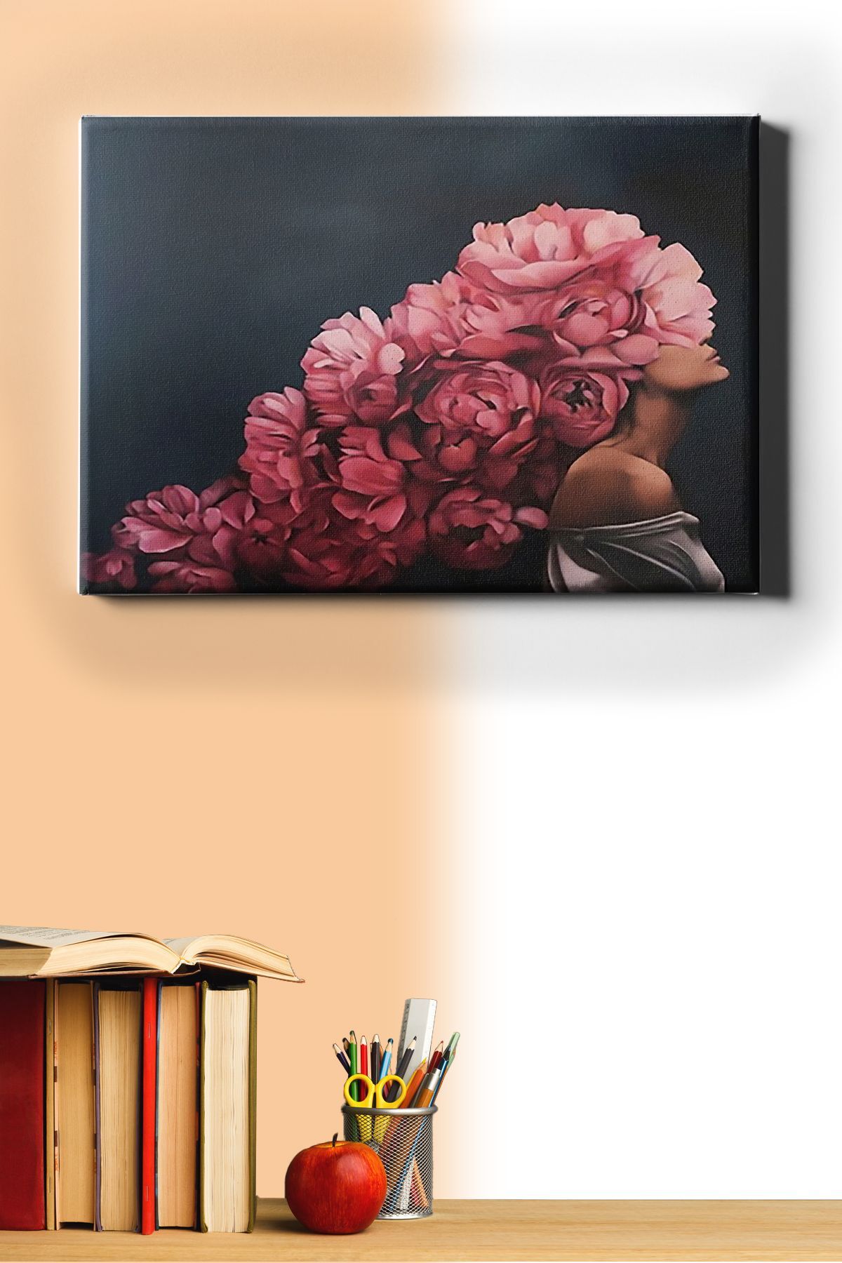 Çiçek Kadın 14 Sayılarla Boyama Seti Kasnaklı