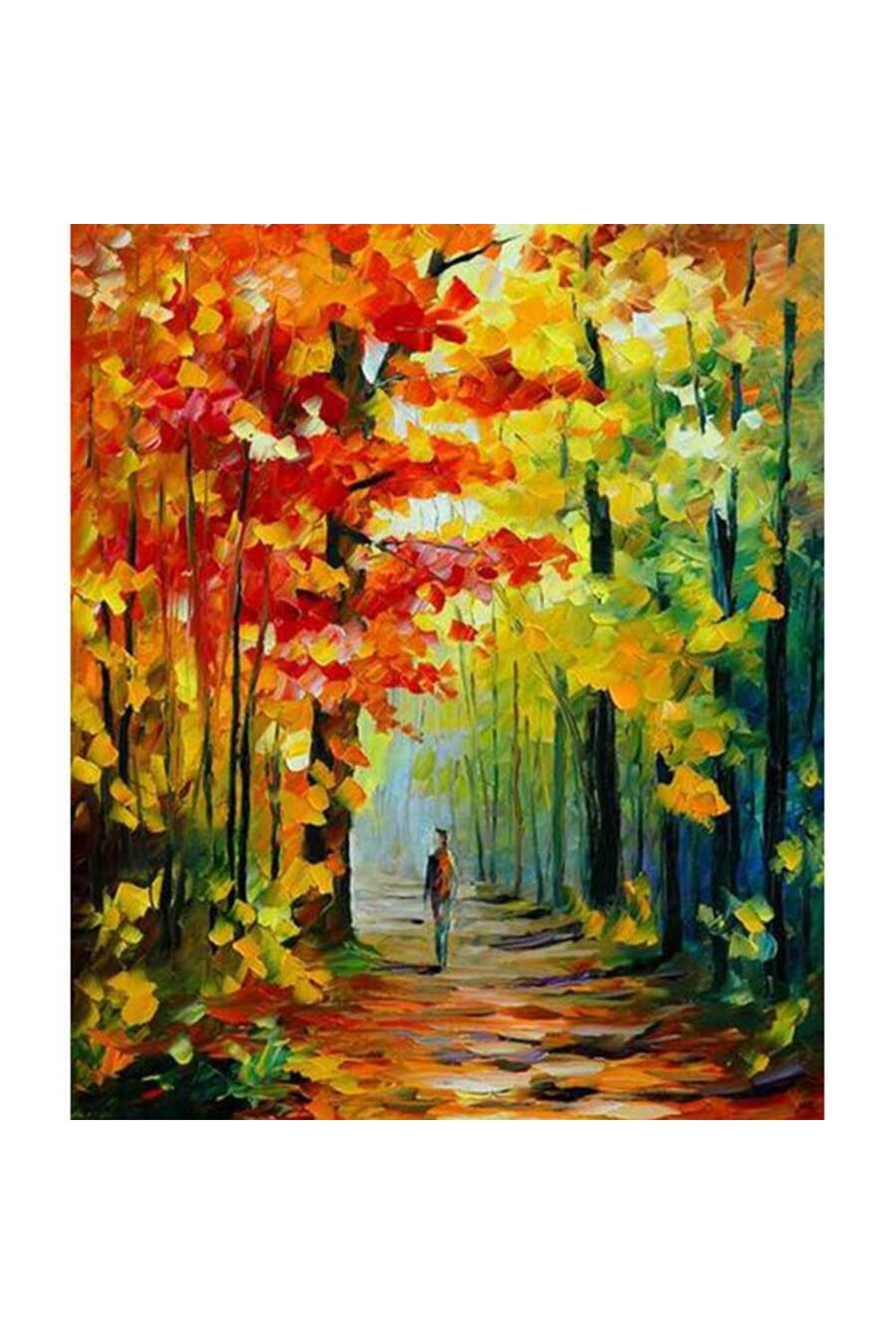 Sonbahar Ve Renkler Sayılarla Tablo Kanvasa Gerili