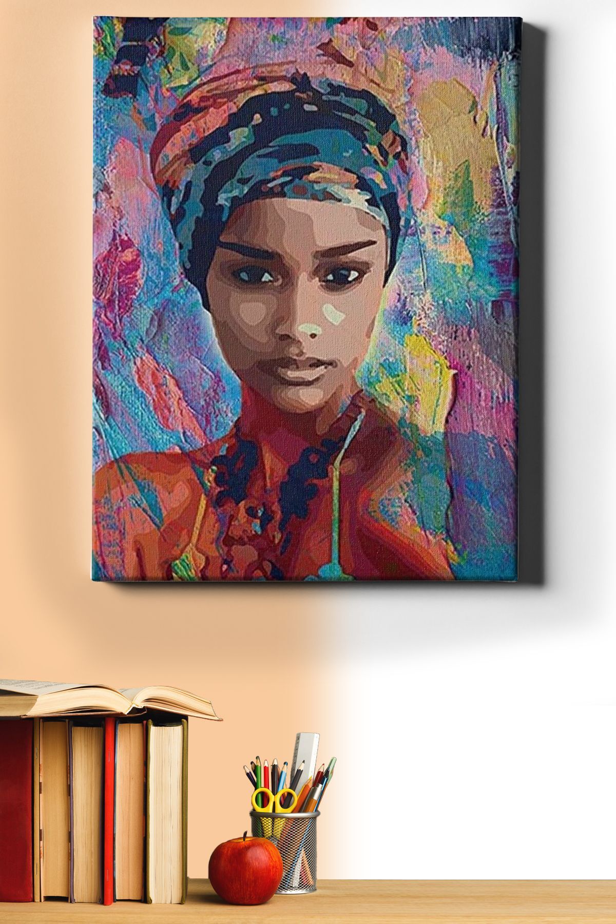 Afrikalı Güzel 6 Sayılarla Boyama Seti Kasnaklı