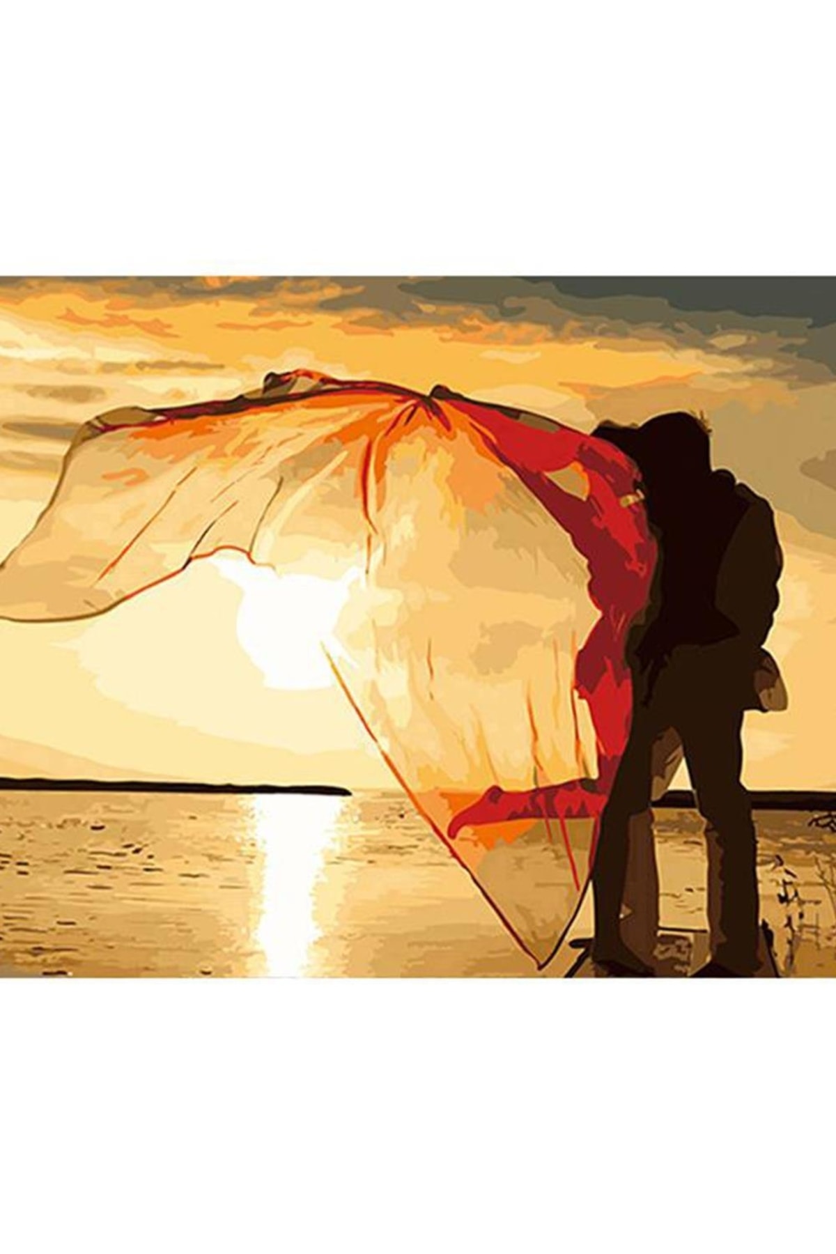 Romantik Gün Batımı Sayılarla Boyama Seti Kasnaklı