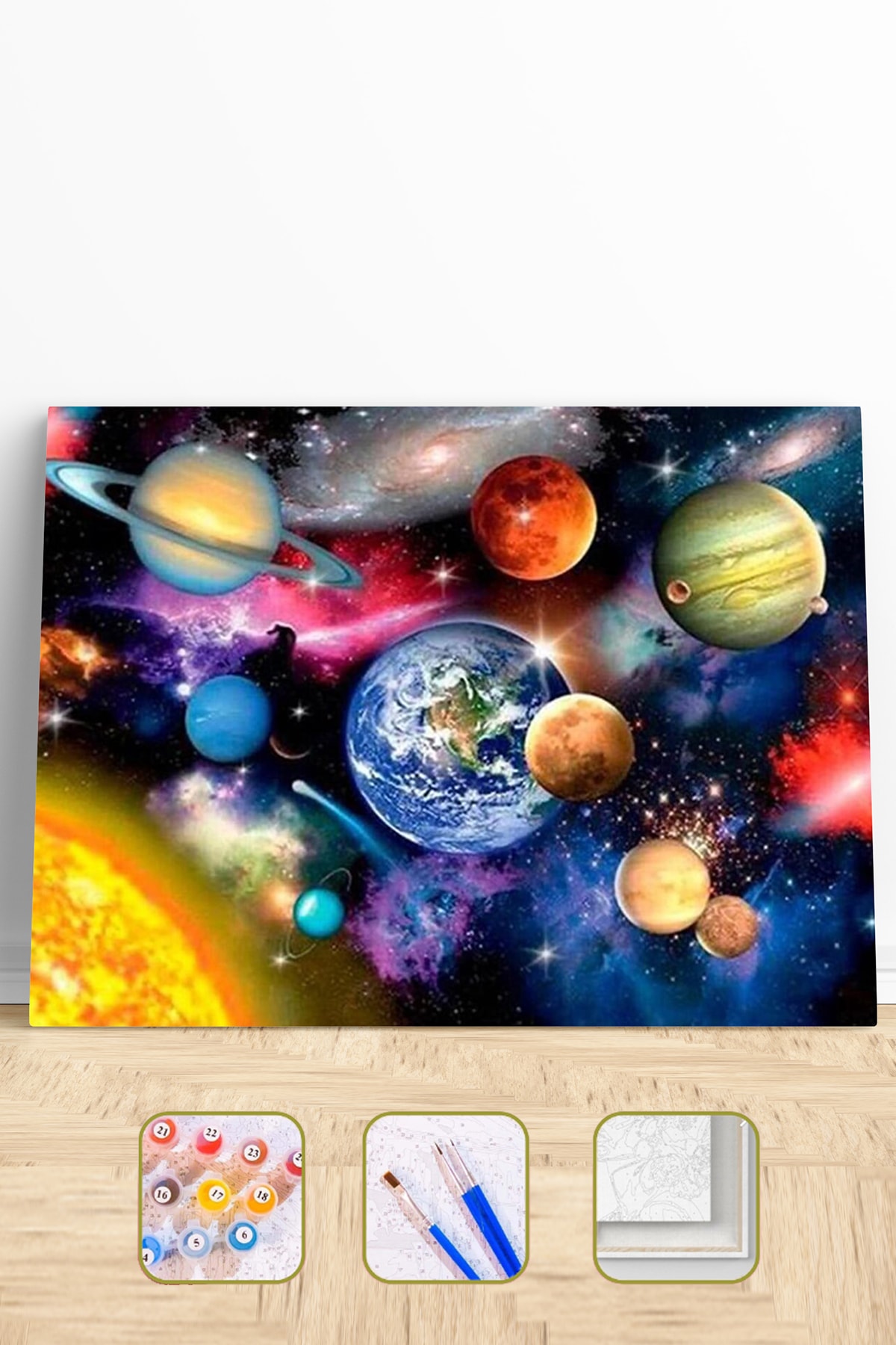 Uzay Ve Gezegenler Sayılarla Boyama Seti Kasnaklı