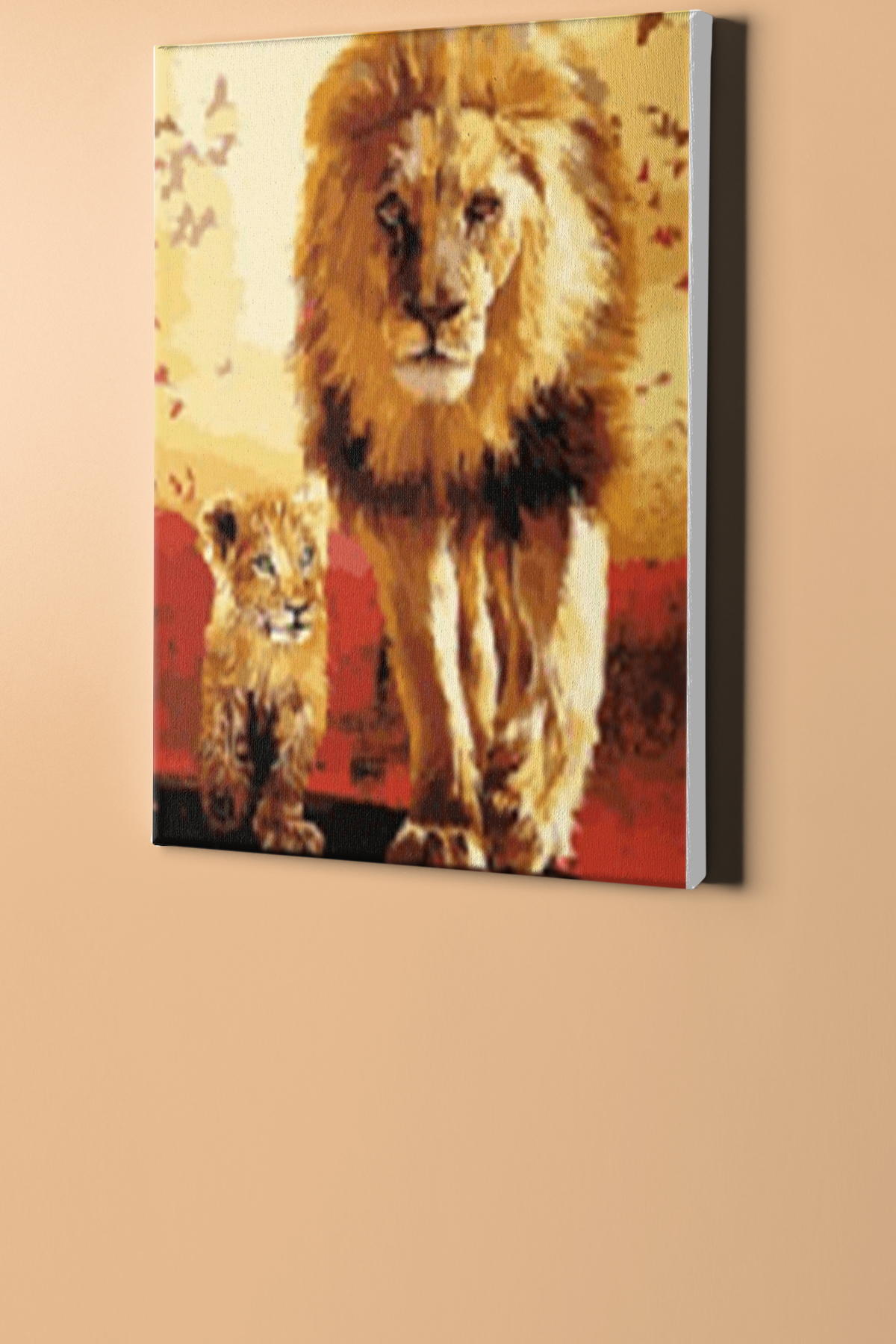 Baba Oğul Aslan Sayılarla Boyama Seti Kasnaklı - Görsel 2