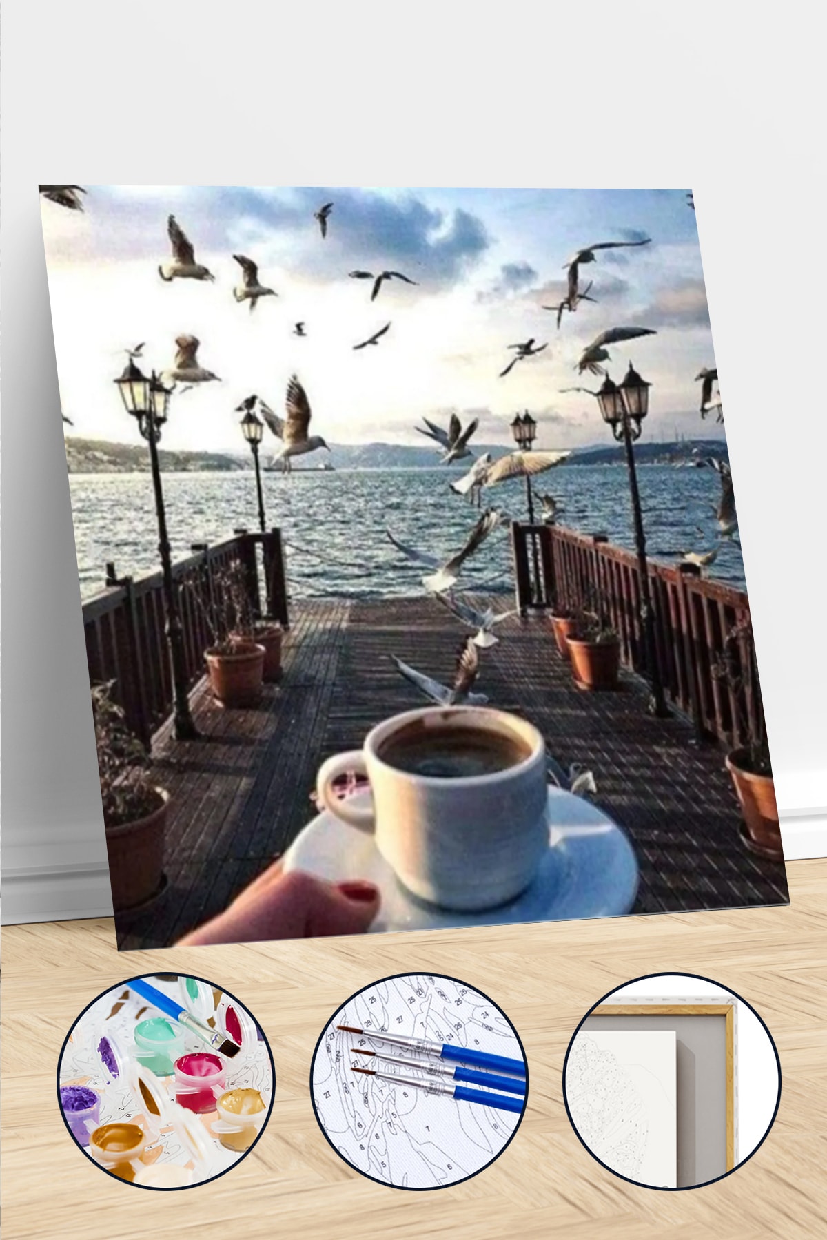 Istanbul Kahve Keyfi Sayılarla Boyama Seti Kasnaklı