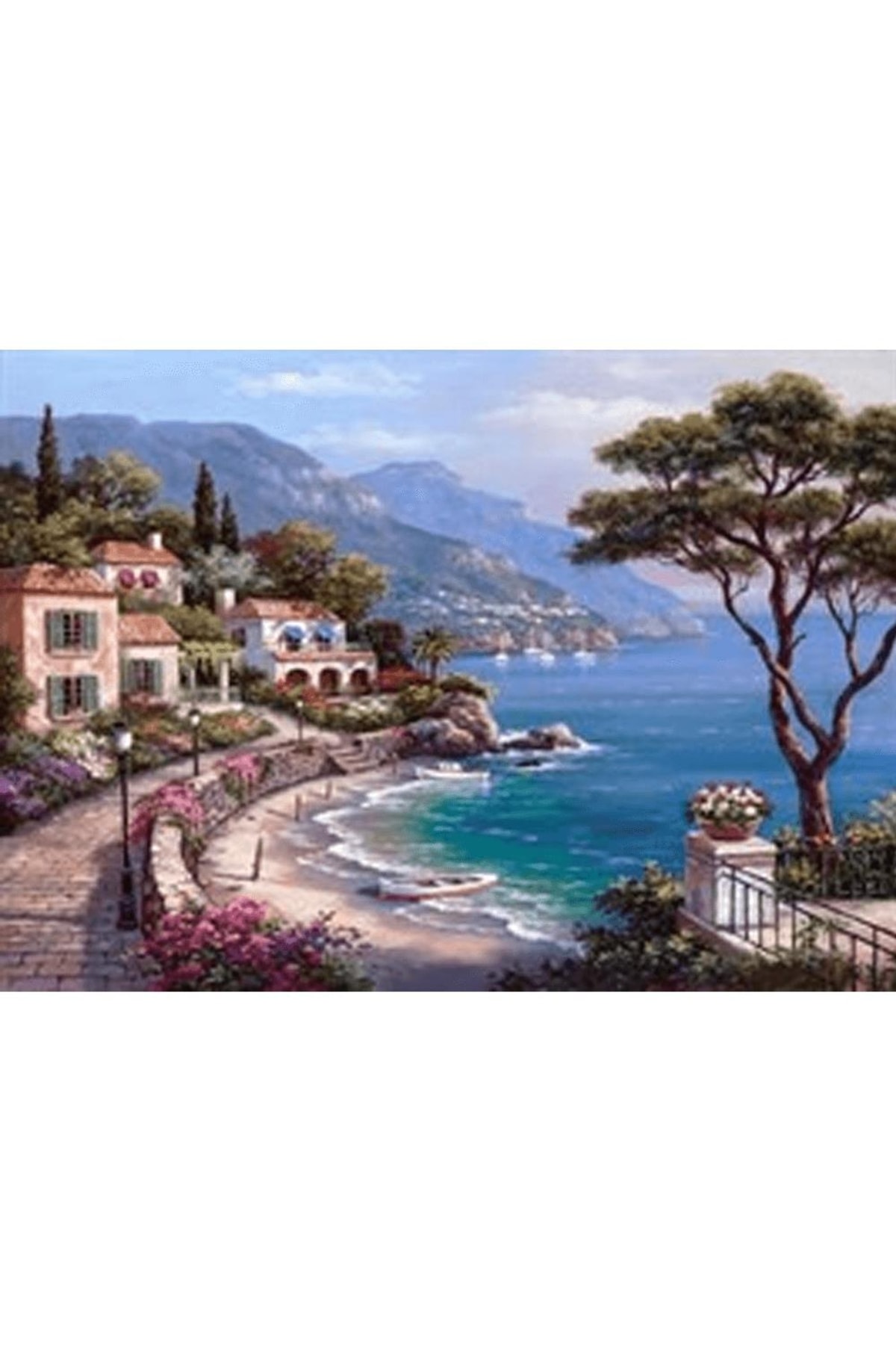 Sahil Manzarası Sayılarla Boyama Seti Kasnaklı