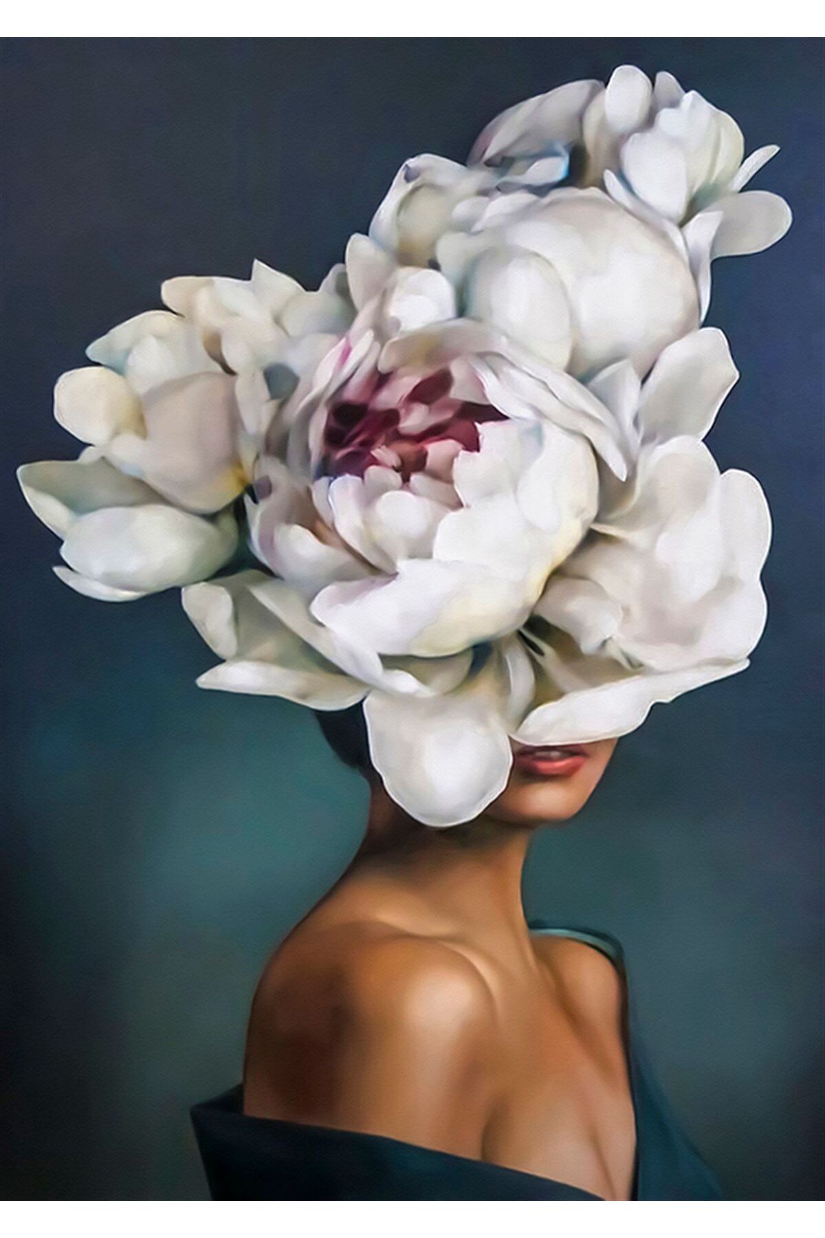 Çiçek Kadın Sayılarla Boyama Seti Kasnaklı - Görsel 2