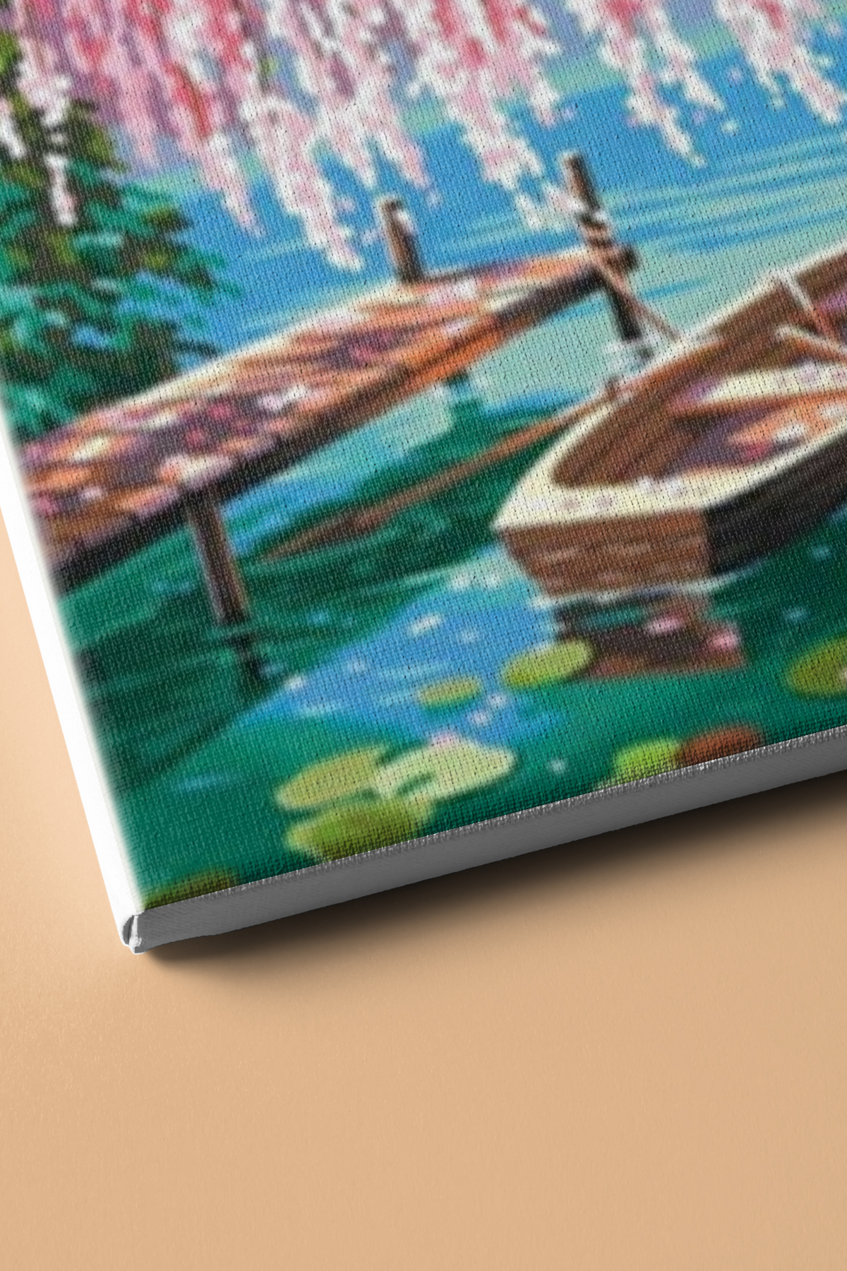 Pembe Söğüt Ve Göl Sayılarla Boyama Seti Kasnaklı - Görsel 3