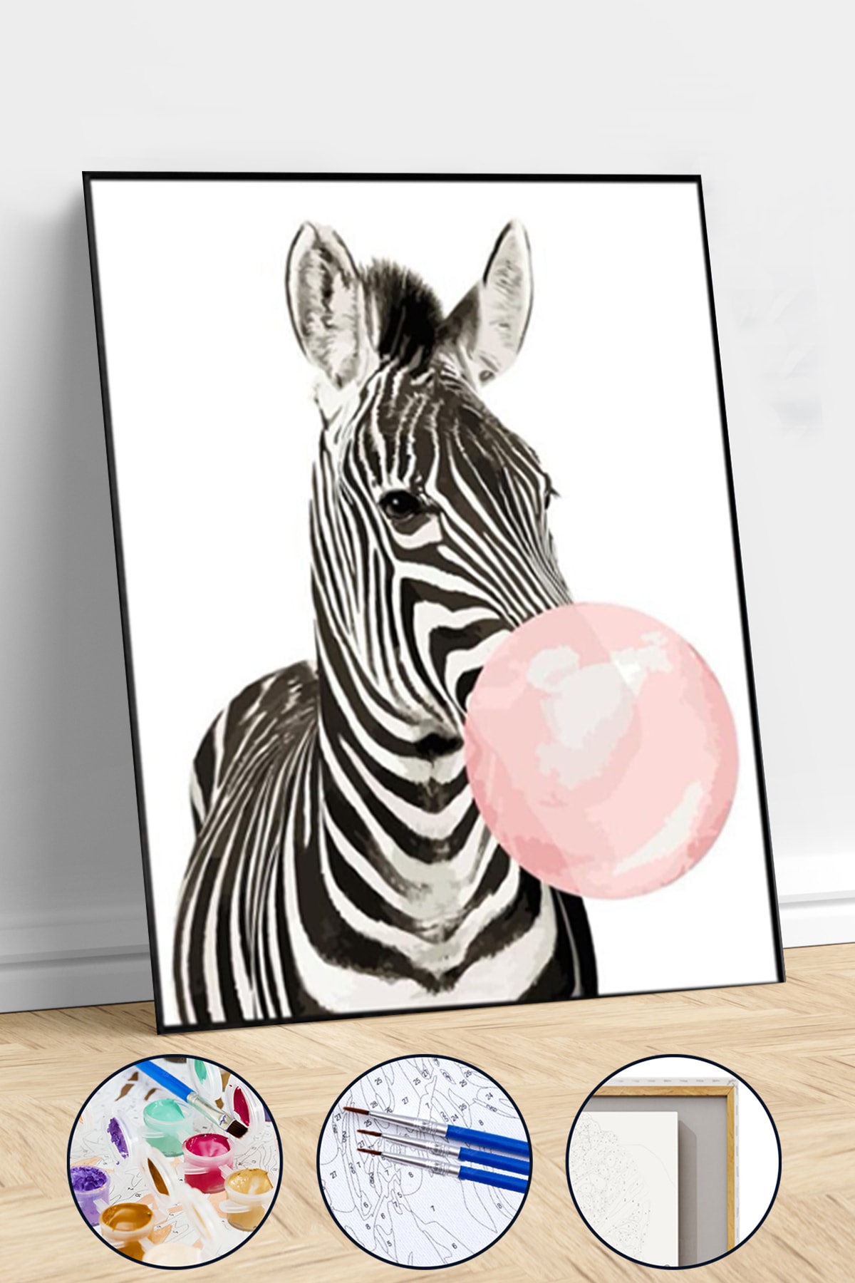 Pembe Sakız Ve Zebra Sayılarla Boyama Seti Kasnaklı