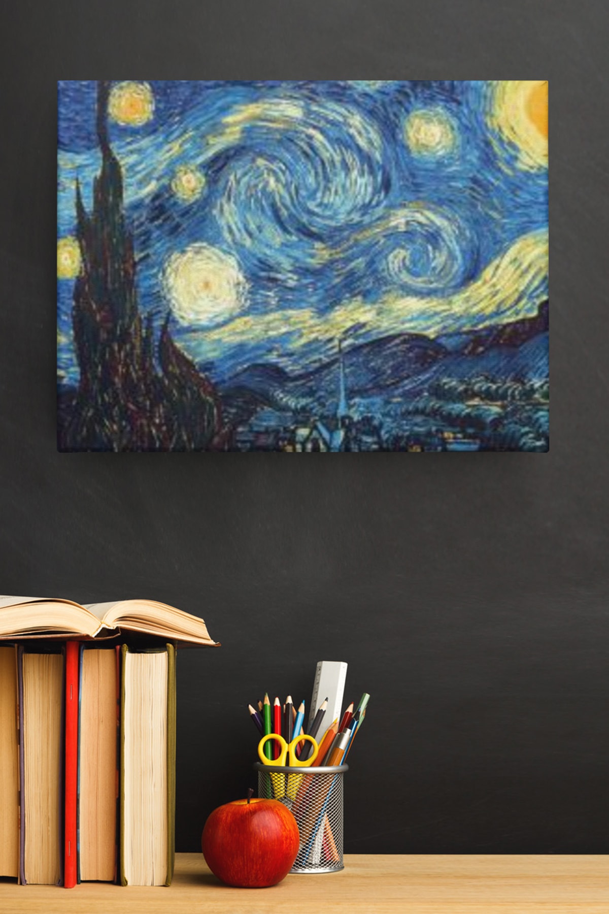 Van Gogh Yıldızlı Geceler Sayılarla Boyama Seti Kasnaklı