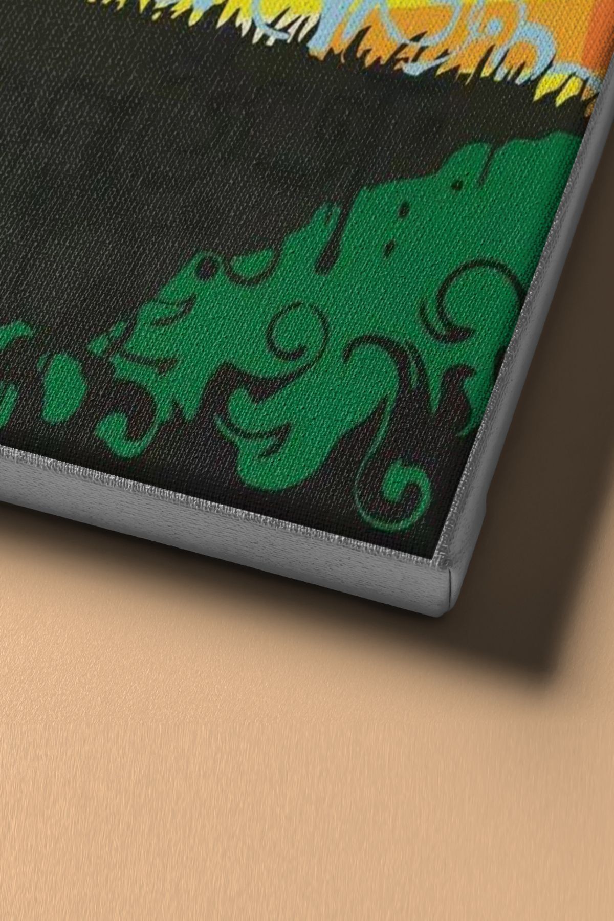 Gündüz Gece Ve Ağaç Sayılarla Tablo Kanvasa Gerili - Görsel 4