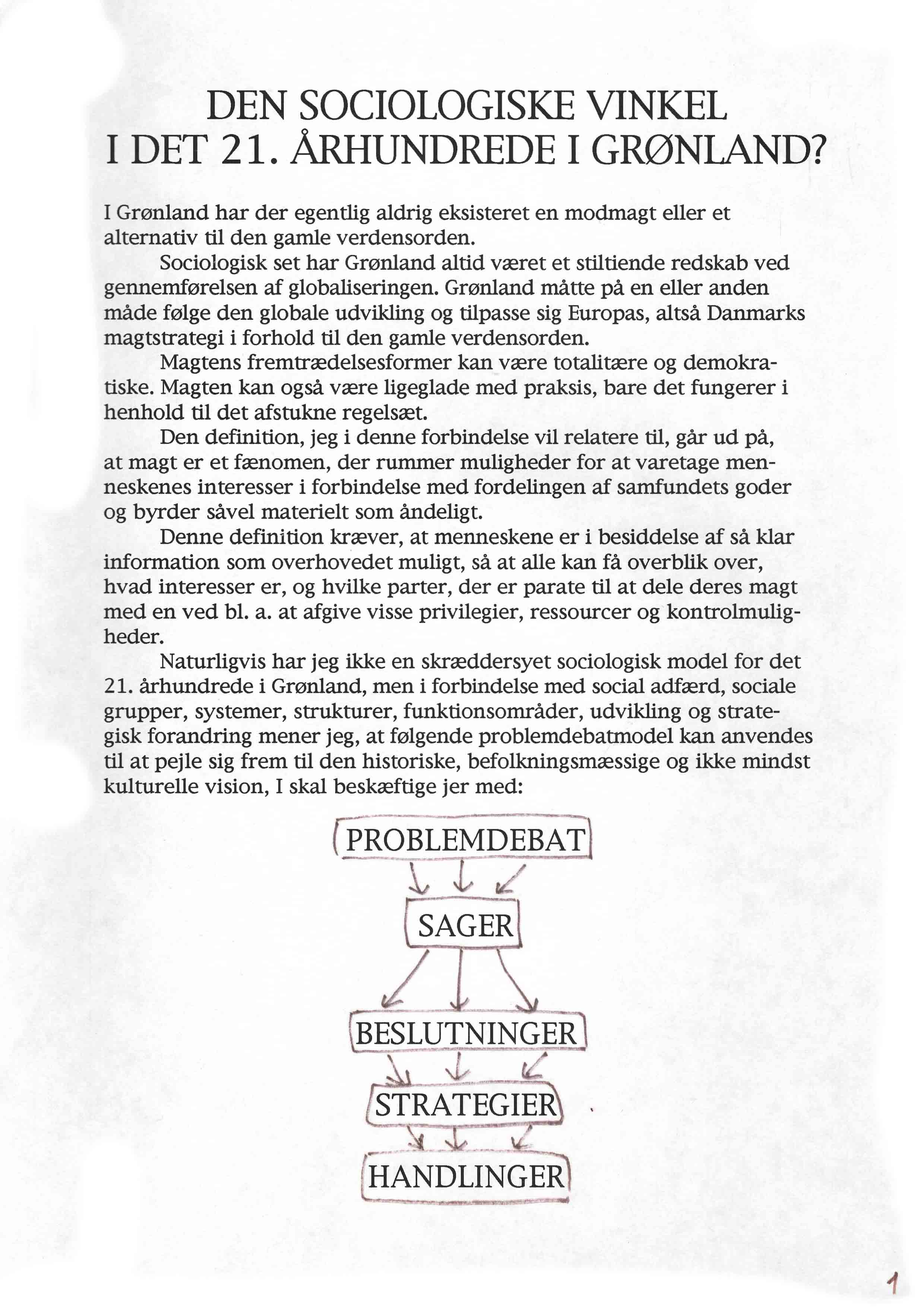 Den sociologiske vinkel i det 21. århundrede i Grønland