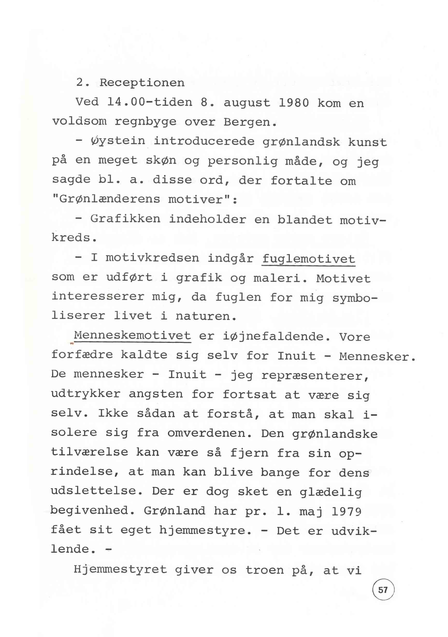 En udstilling i Bergen 1980