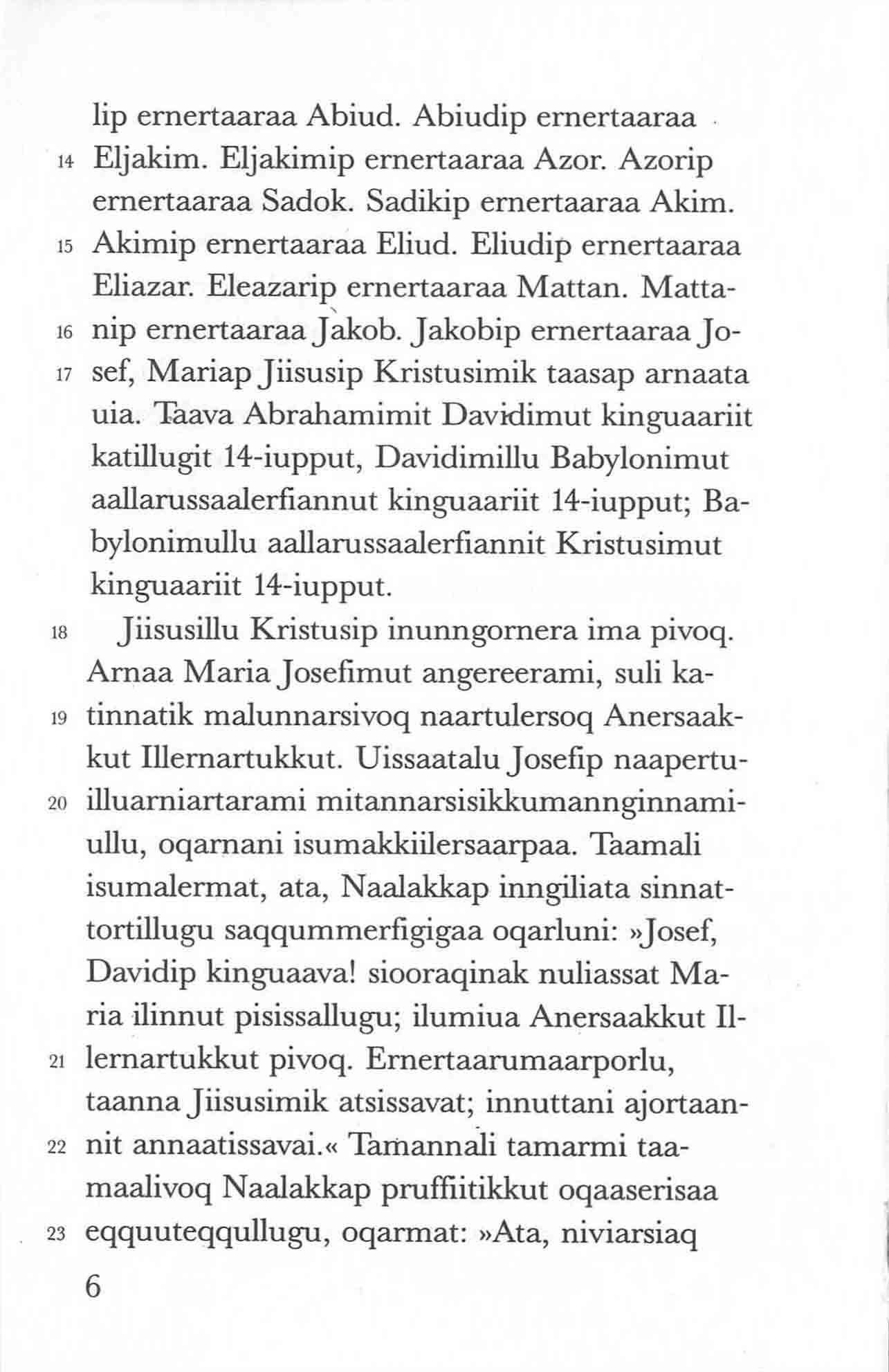 Iivangkiiliu mattæusip allagaa