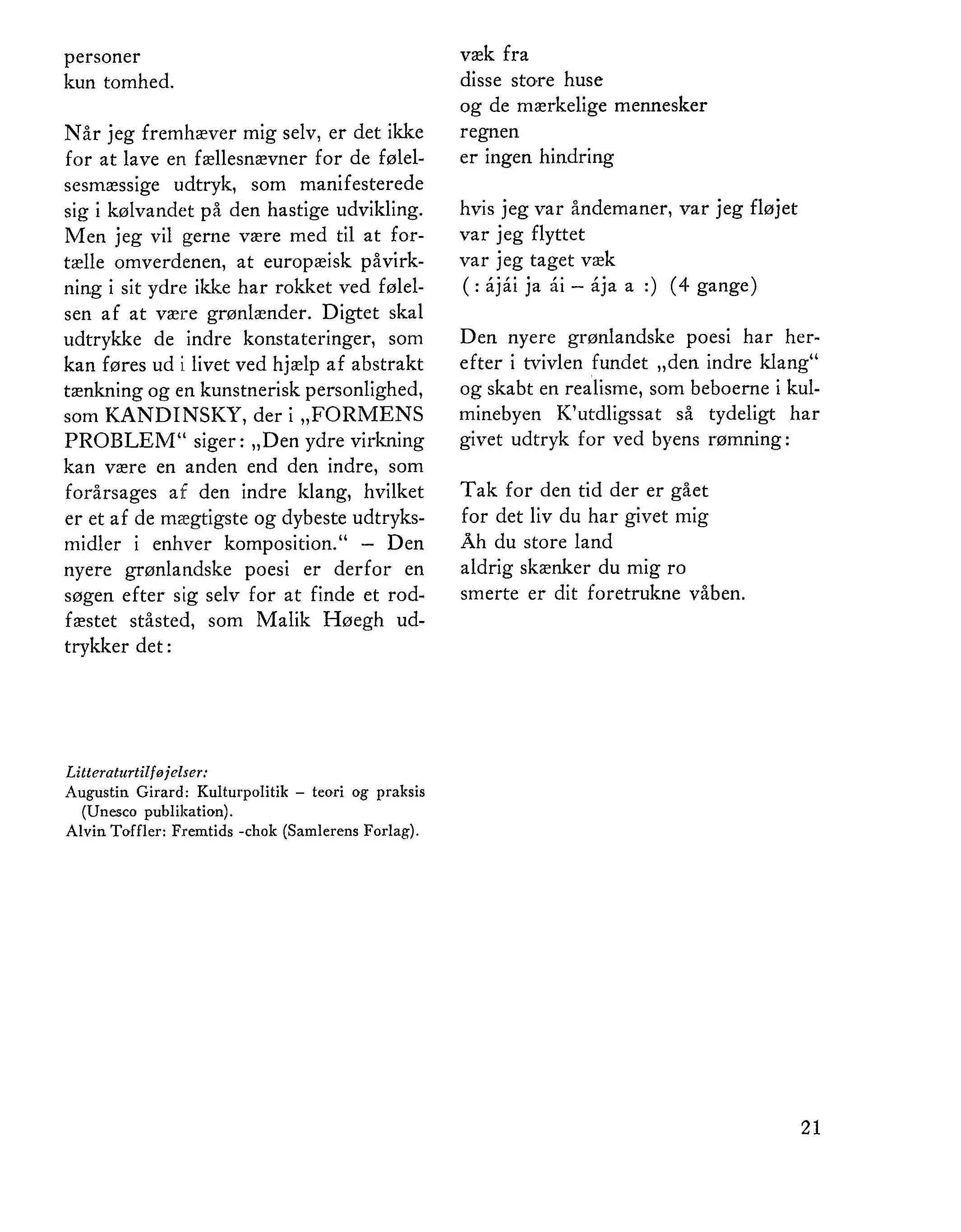 den nyere grønlandske poesi - tidsskriftet grønland, nr 1, 1977