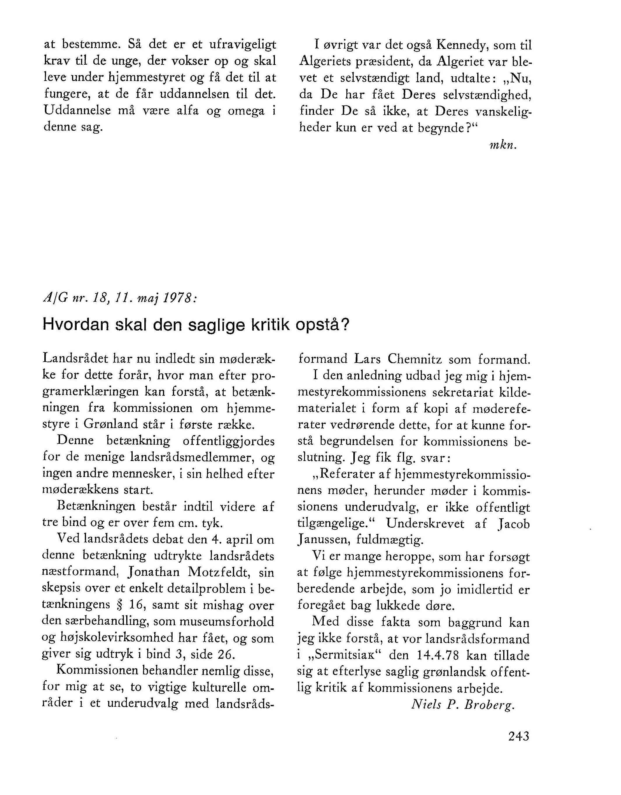 Uddrag af den grønlandske læserbrevsdebat om hjemmestyre