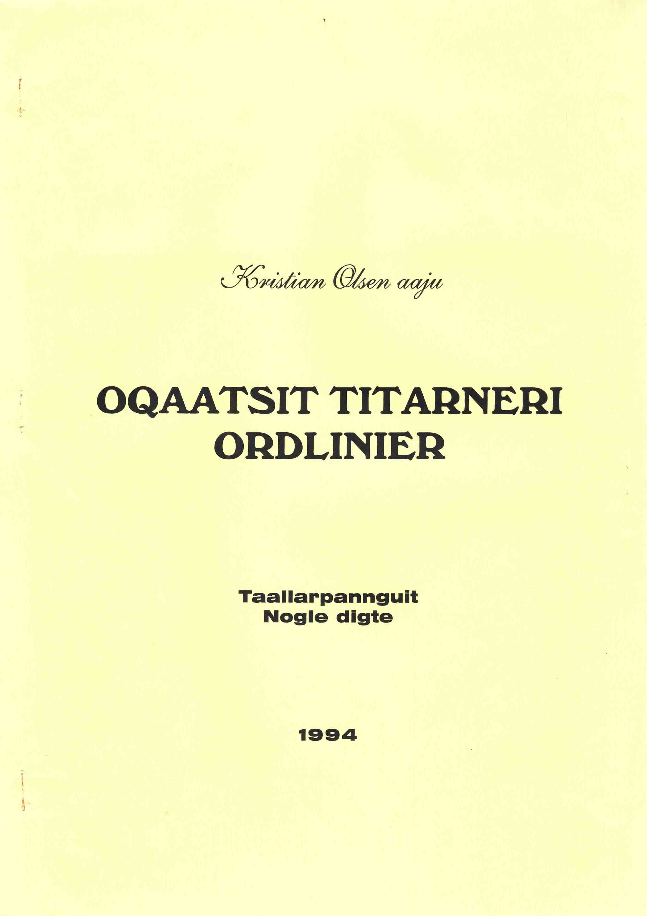 Oqaatsit titarneri - Ordlinier