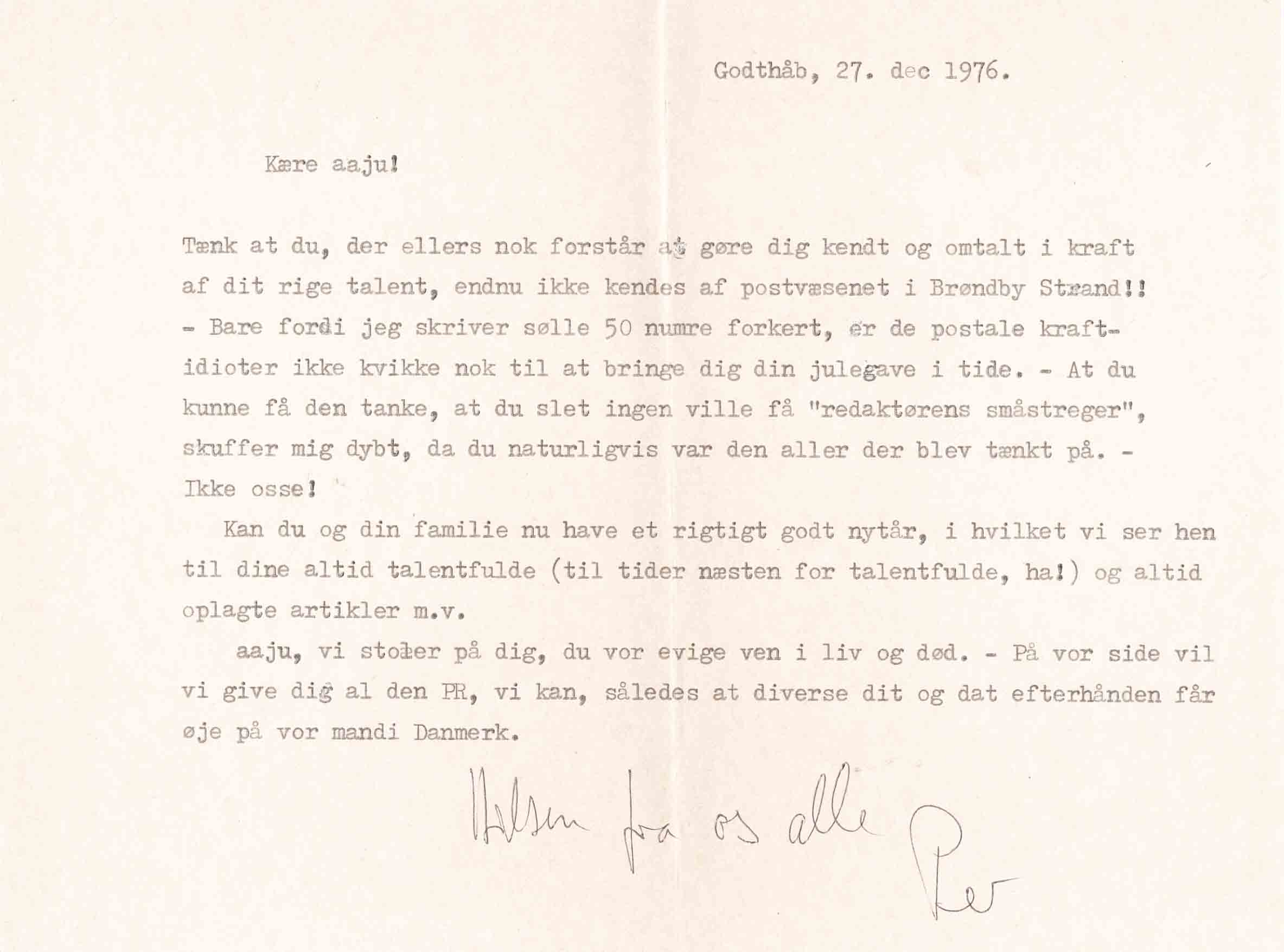 Brev til aaju fra Per Danker