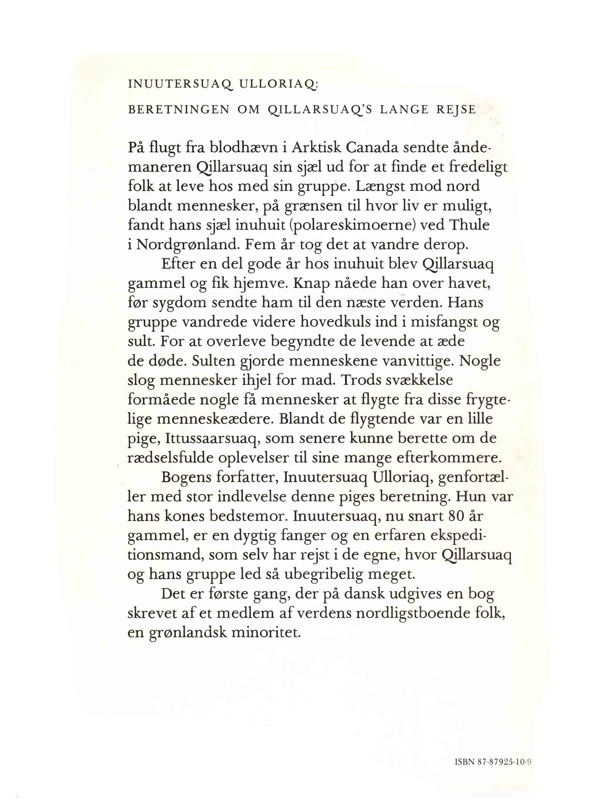 Beretningen om Qillarsuaq og hans lange rejse fra Canada til Nordgrønland i 1860erne