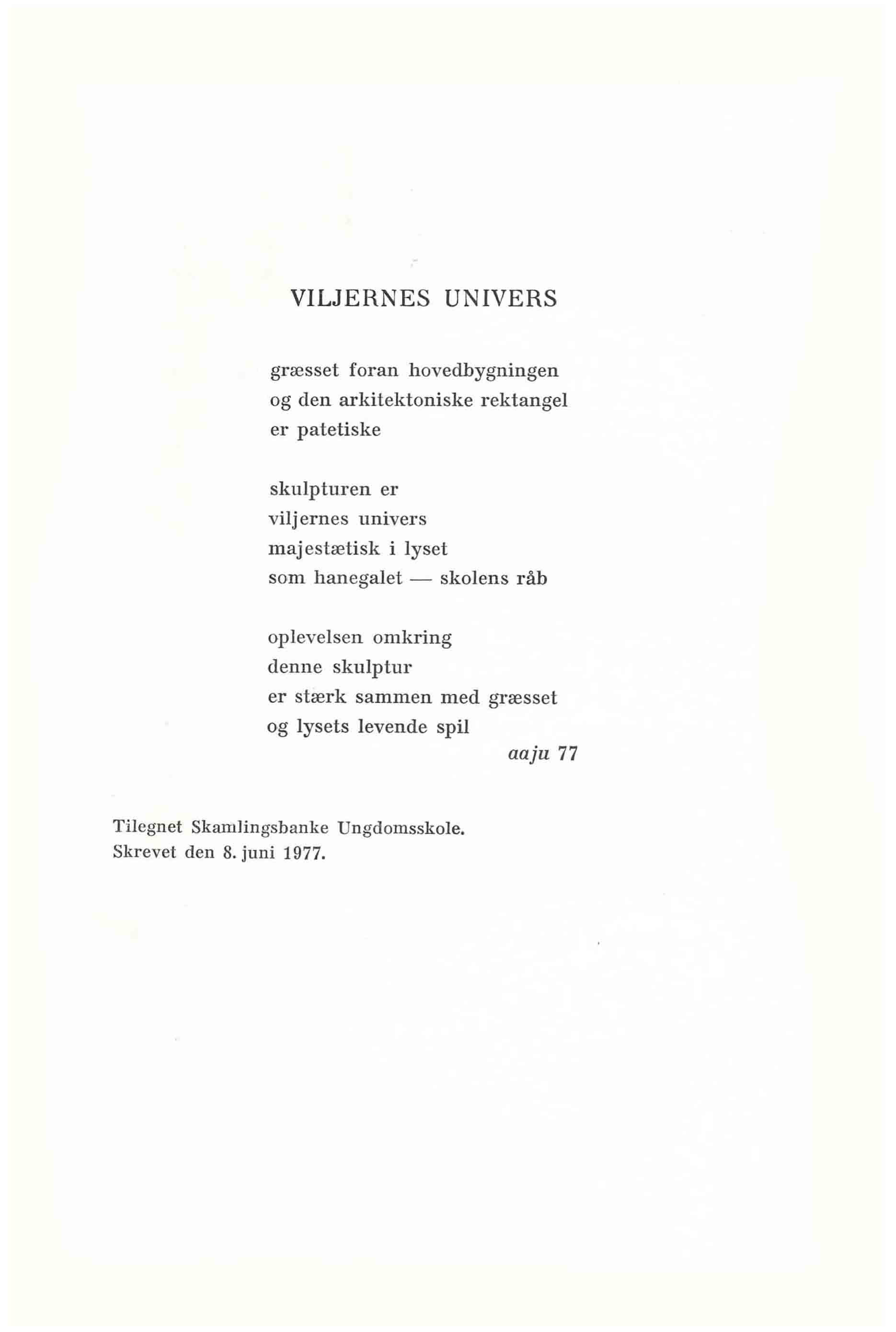 Skamlingsbanke ungdomsskole 1977