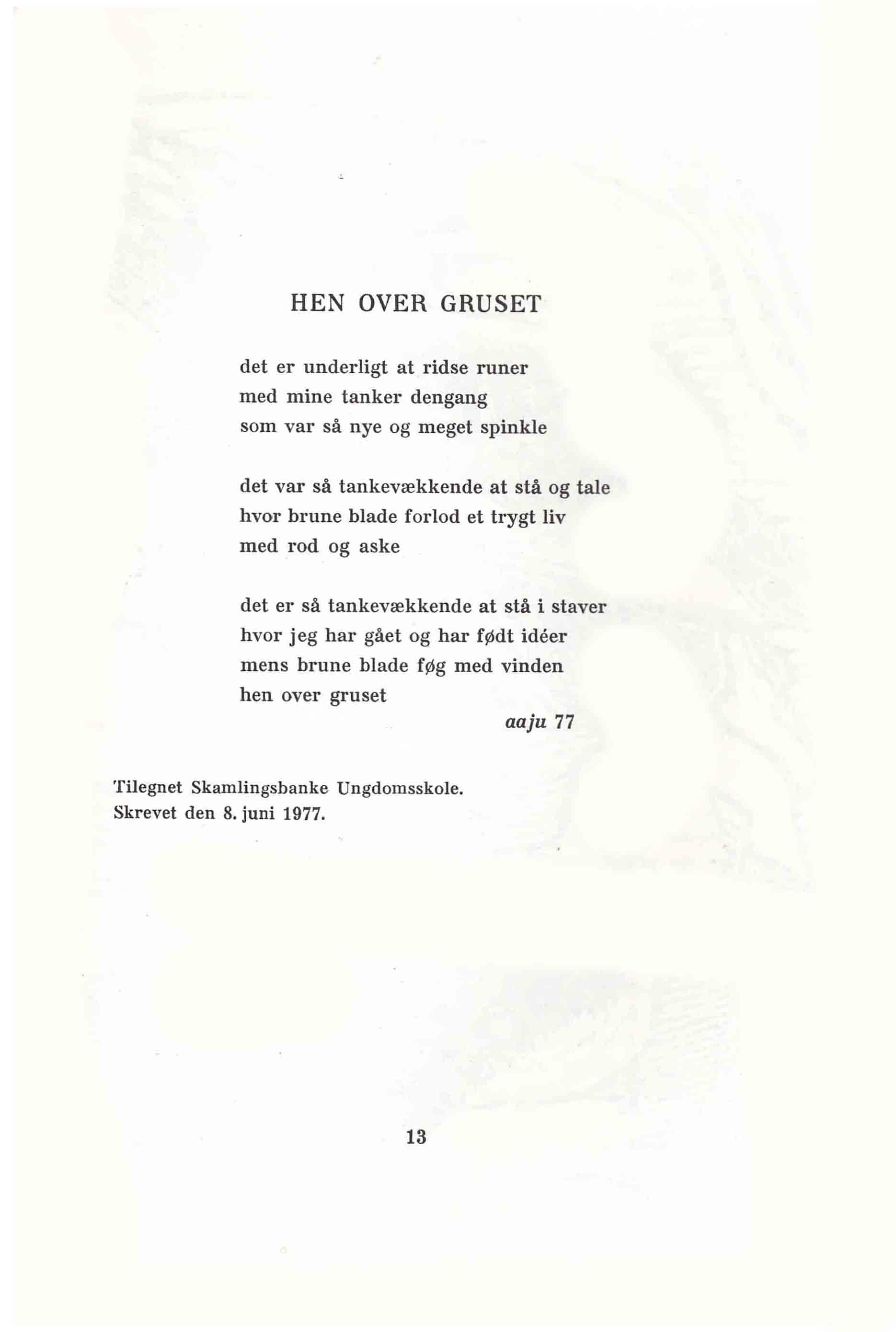 Skamlingsbanke ungdomsskole 1977