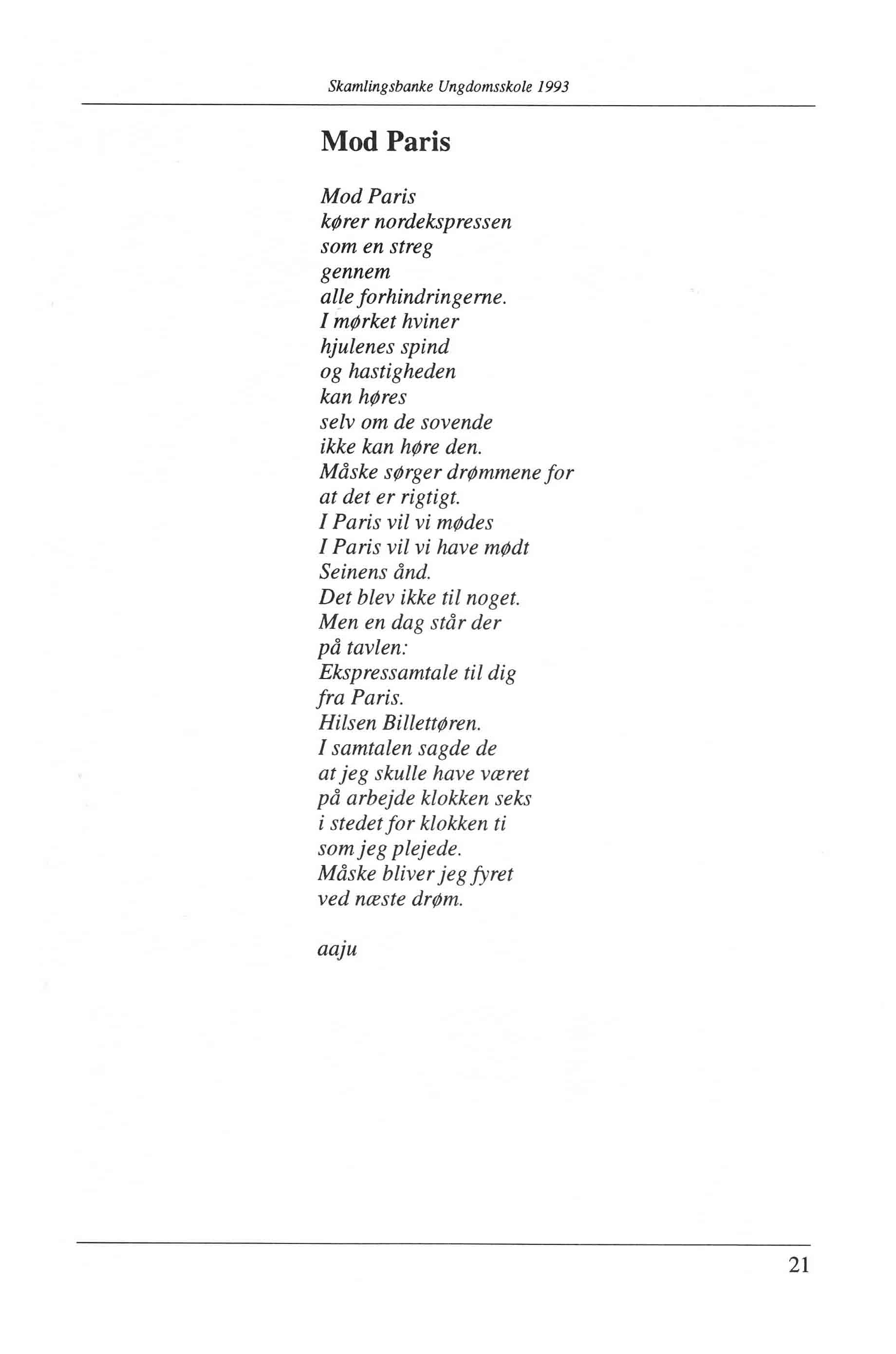 Skamlingsbanke Ungdomsskole 1993