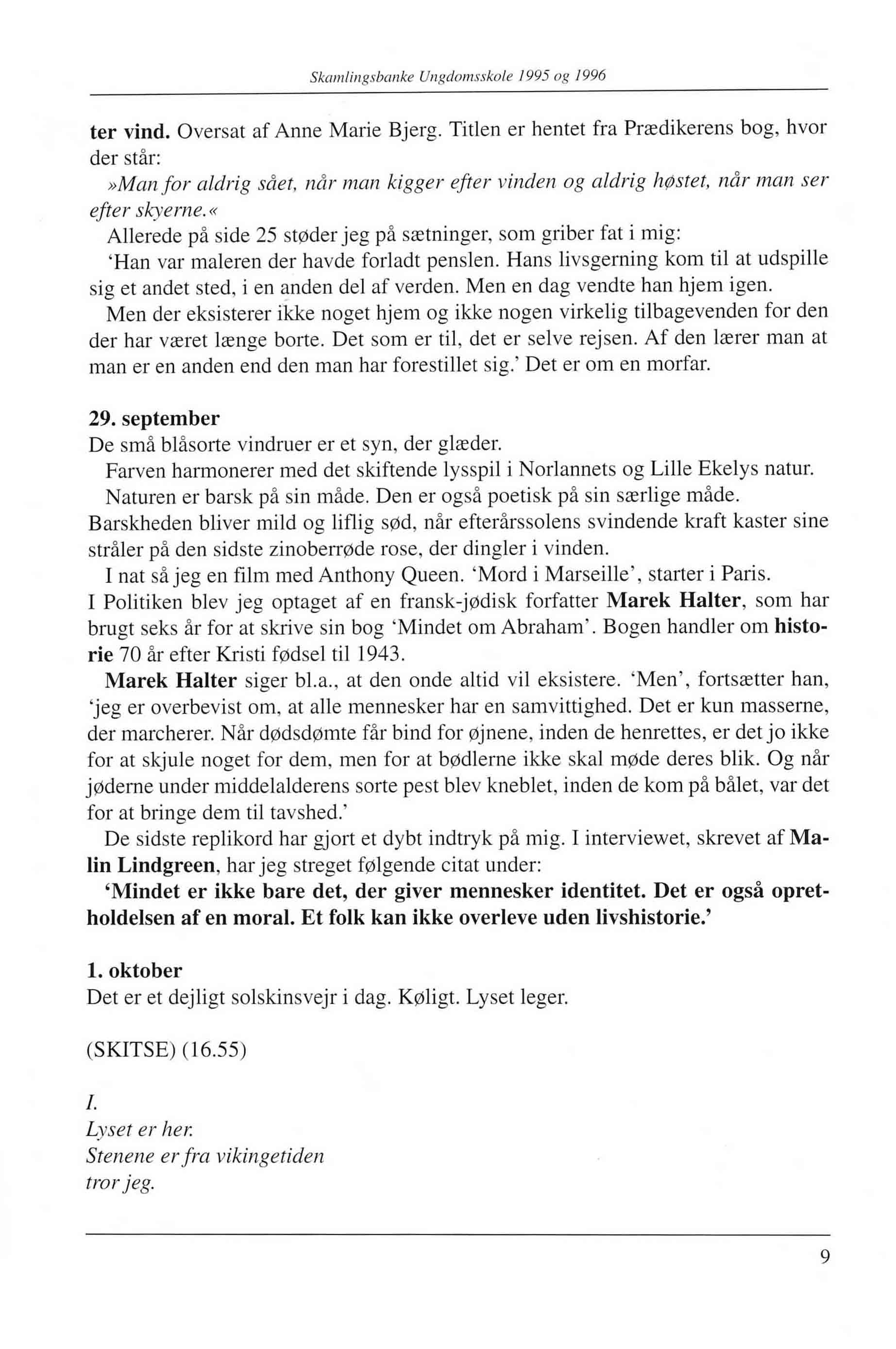 Skamlingsbanke ungdomsskole 95-96