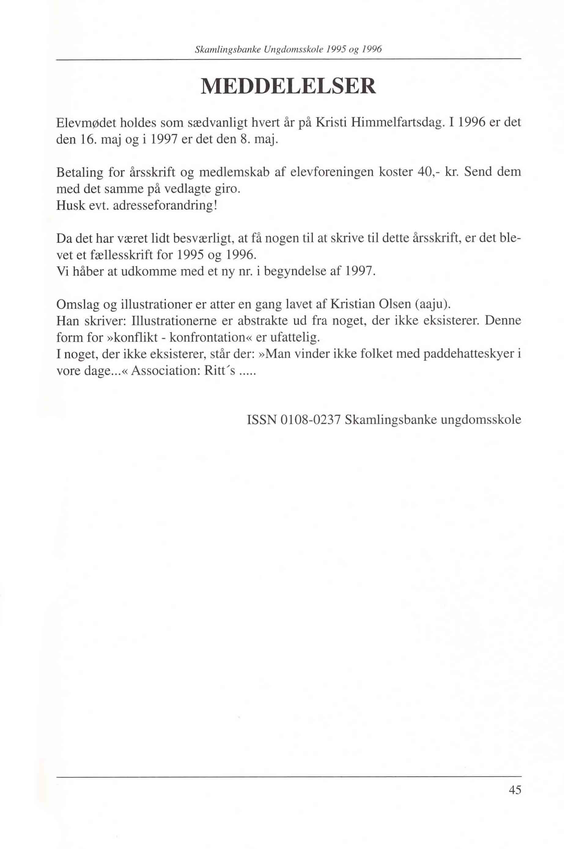 Skamlingsbanke ungdomsskole 95-96