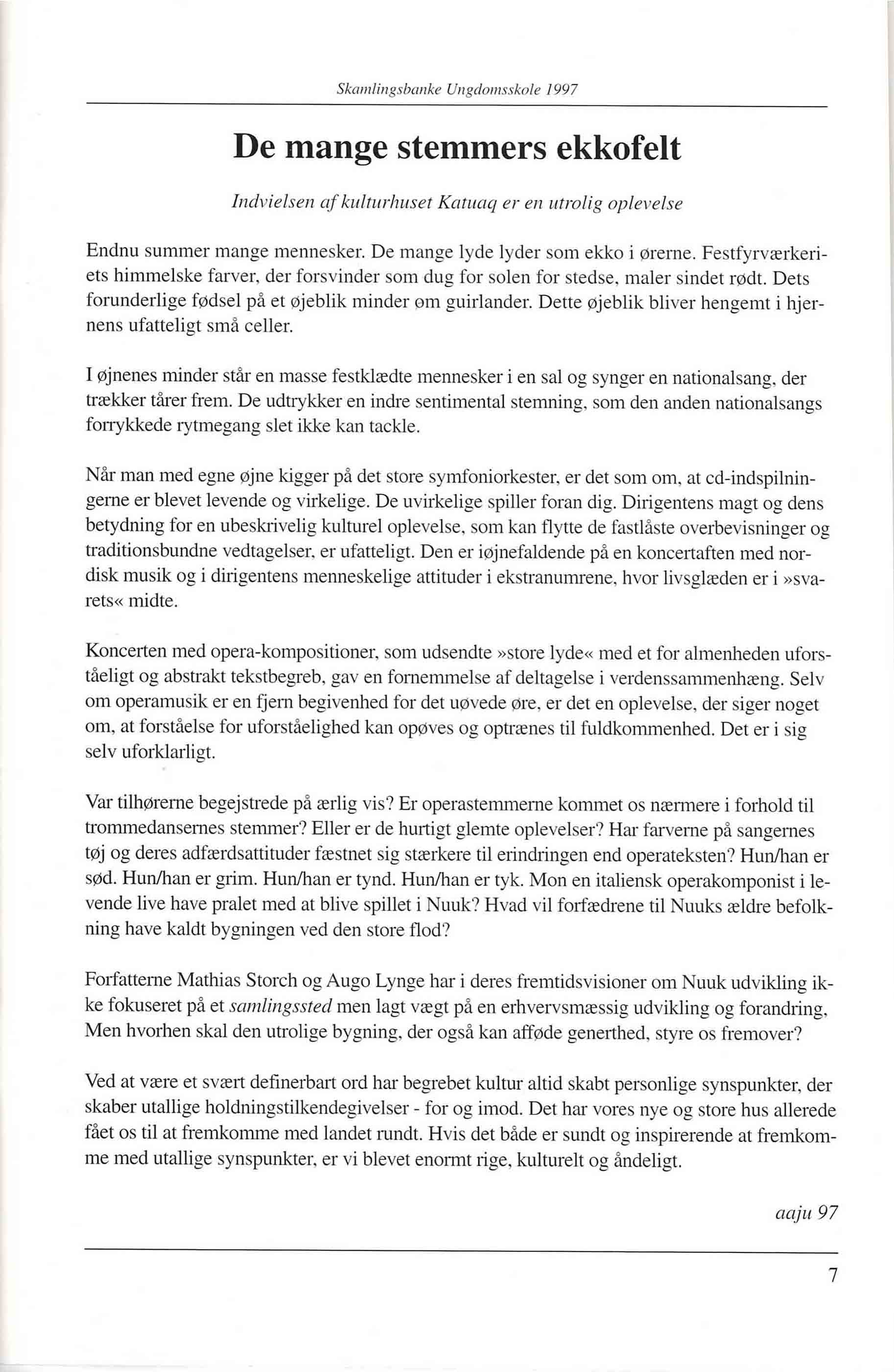 Skamlingsbanke ungdomsskole 1997