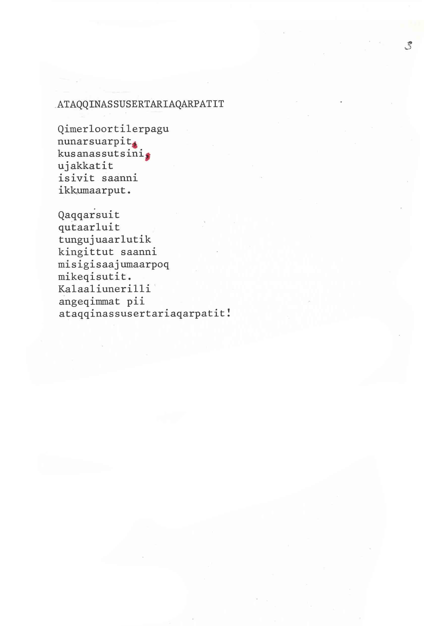 upublicerede digte - Ataqqinassusertariaqarpatit