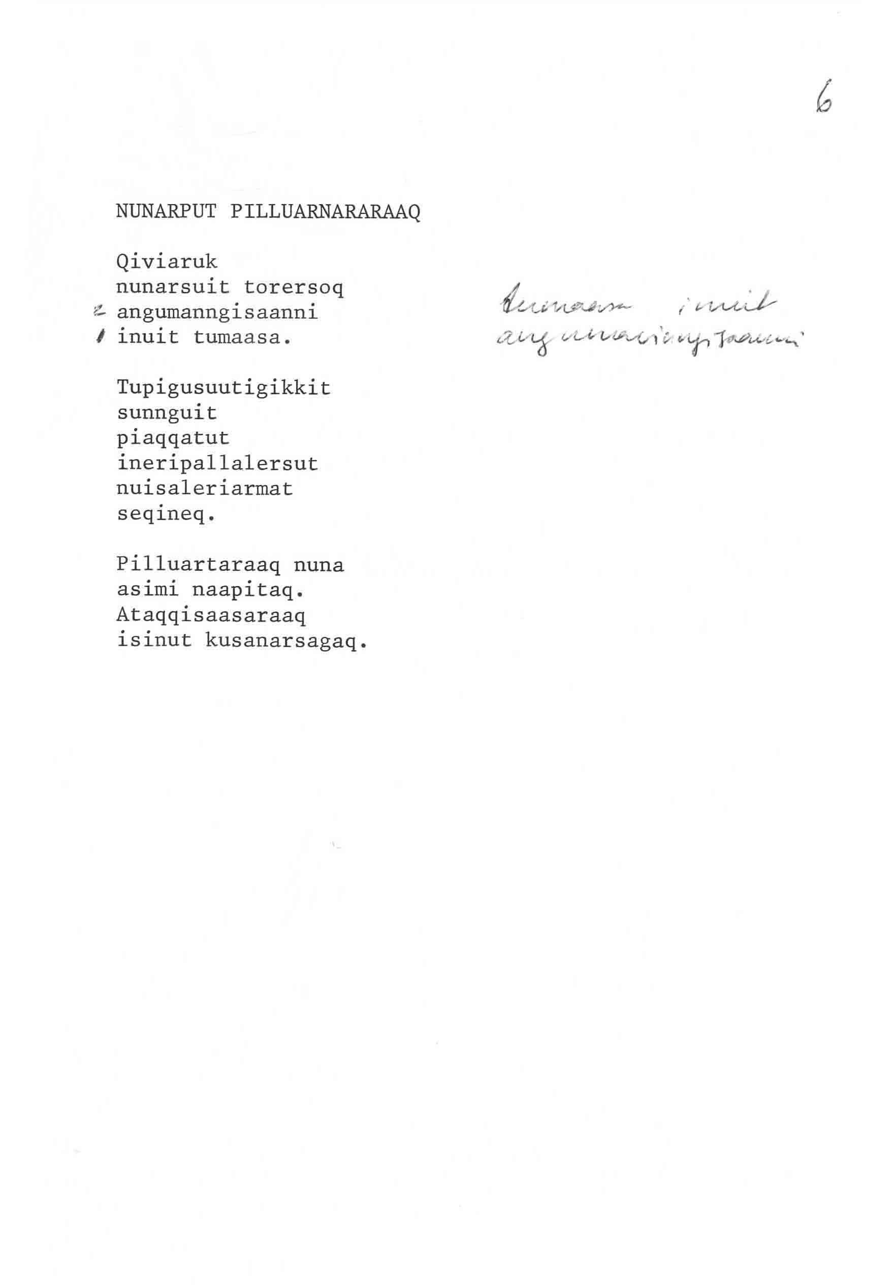 upublicerede digte - nunarput pilluarnararaaq