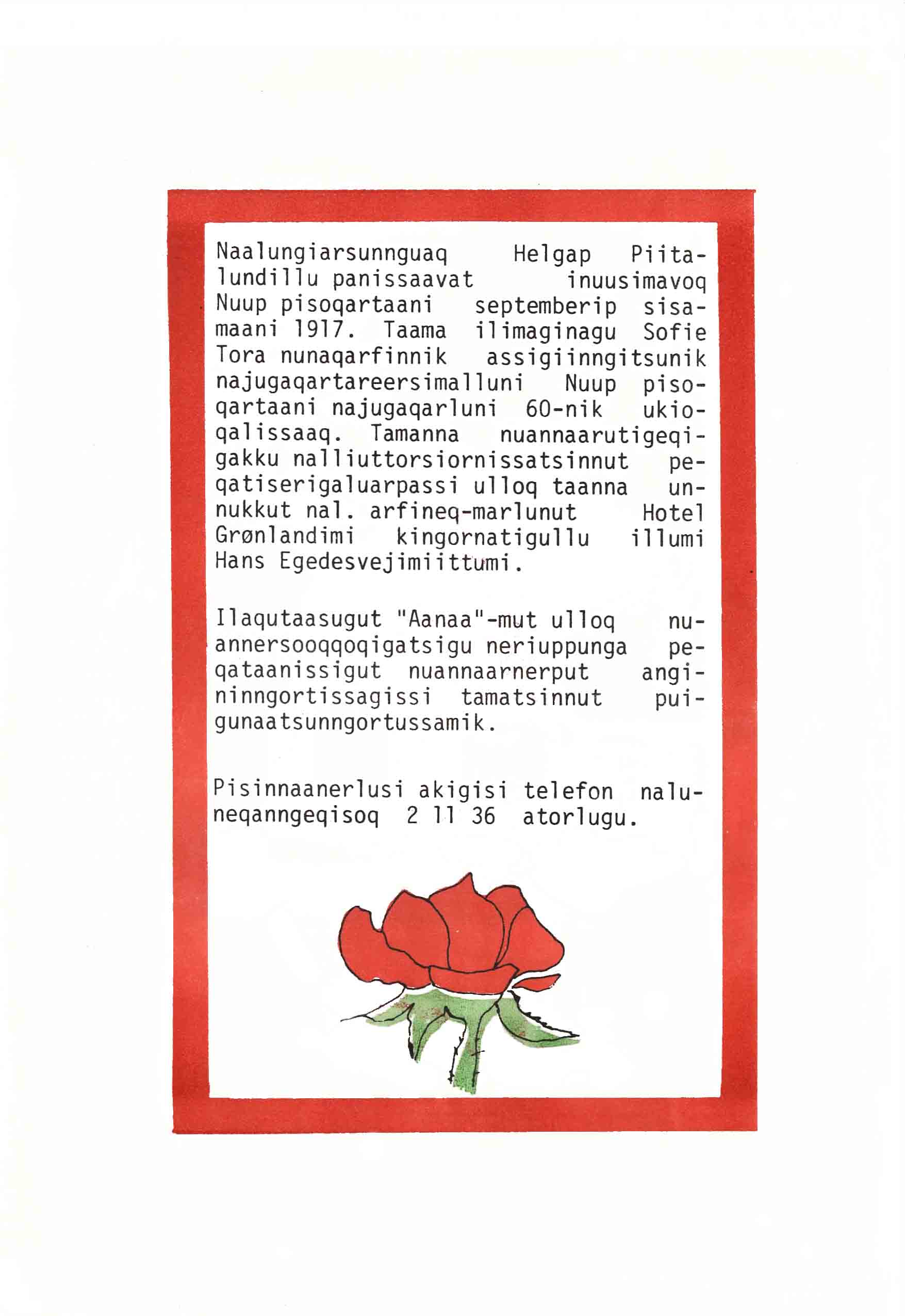 Sofia Tora Olsen 60 års indbydelse