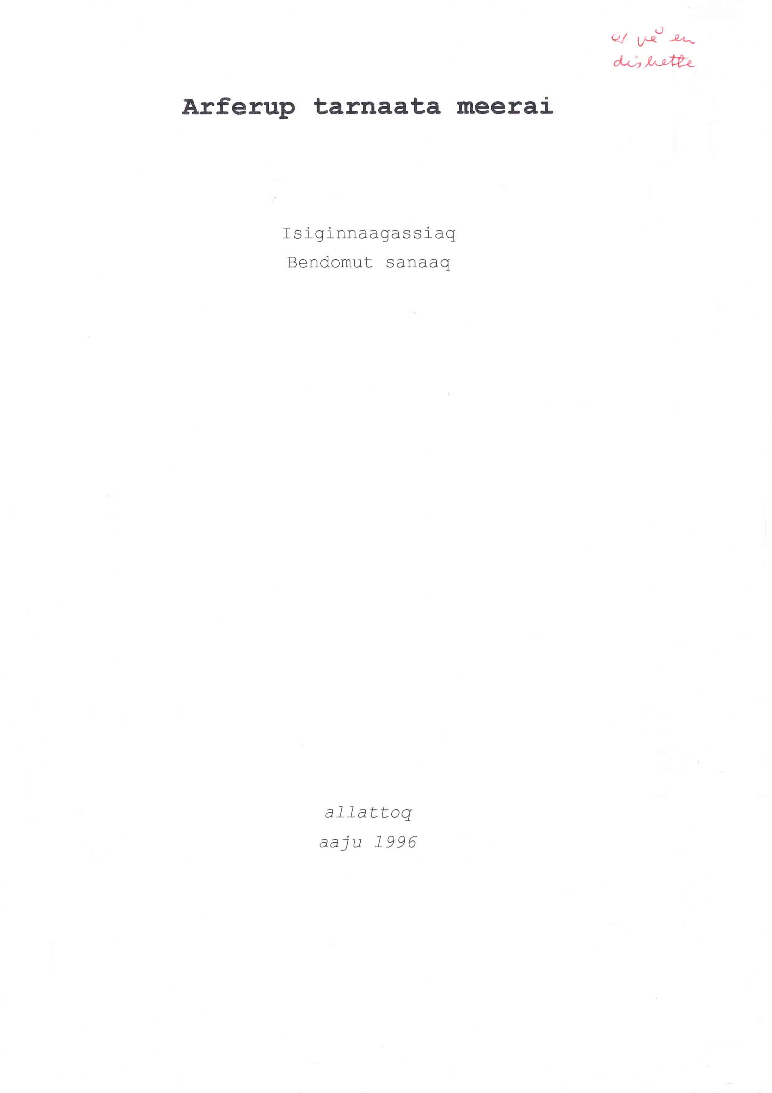 arferup tarnaata meerai / børn af hvalens sjæl