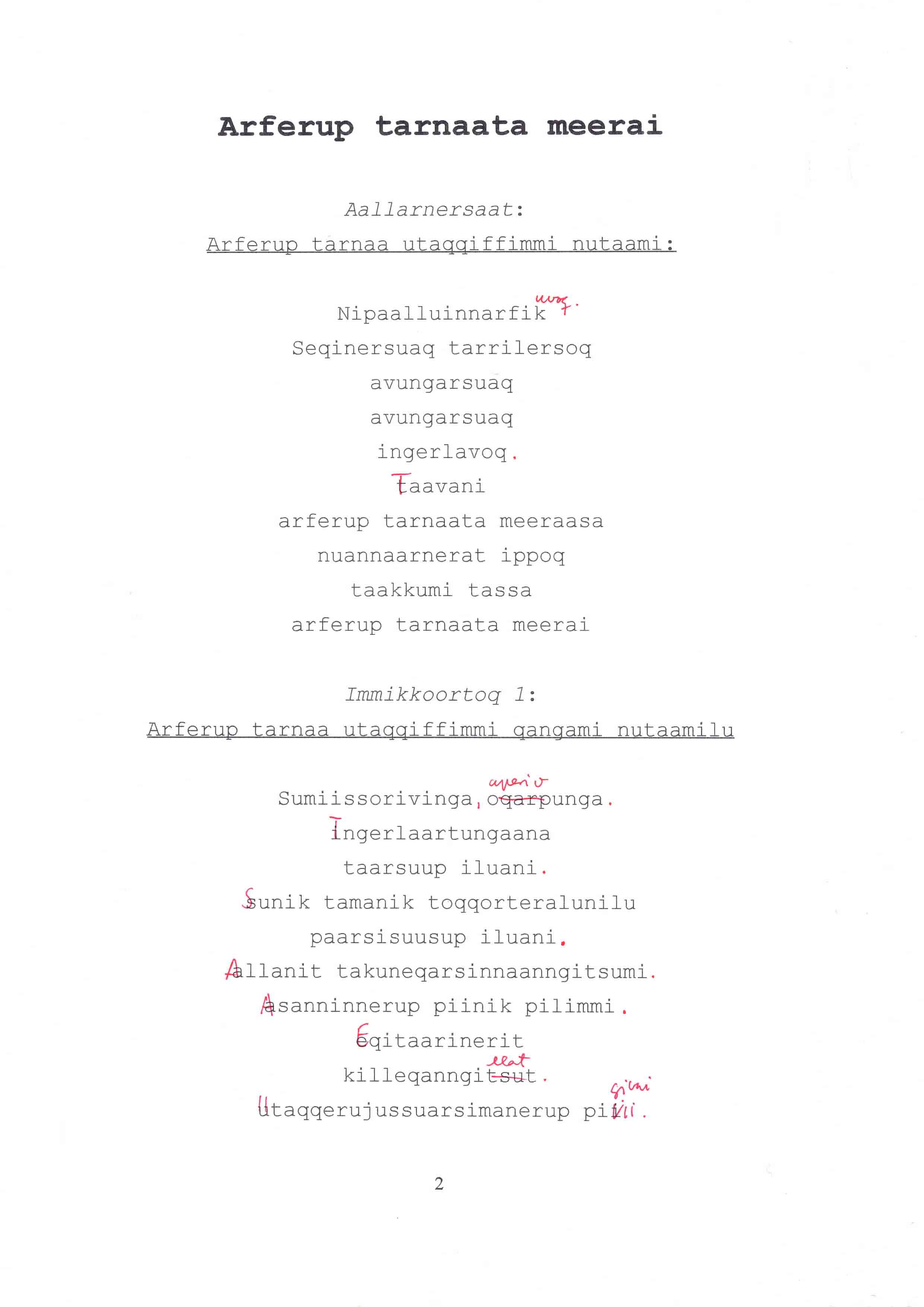 arferup tarnaata meerai / børn af hvalens sjæl