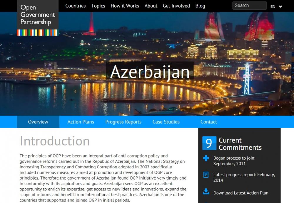 Açıq Hökümət Tərəfdaşlığında Azərbaycanın qeyri-aktiv üzvlüyü saxlanılıb