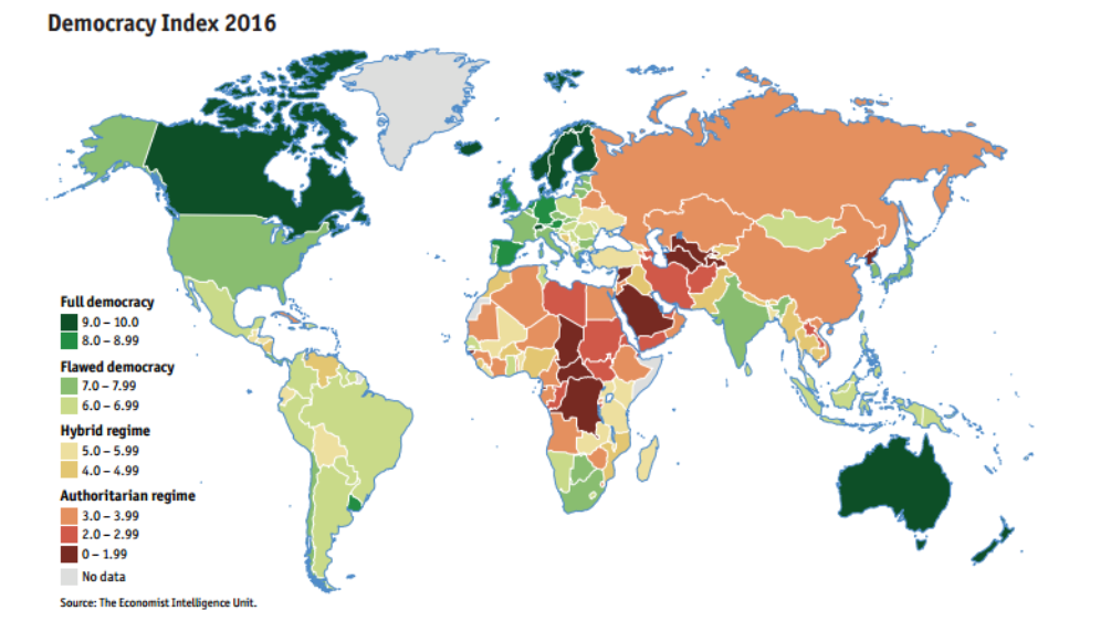 Azərbaycan demokratiya dərəcəsinə görə neçənci yerdədir?