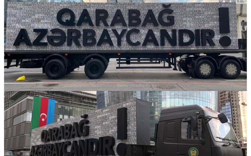 Azərbaycan Ordusunun məhv etdiyi erməni texnikalarının nömrələrindən ibarət nəhəng lövhə hazırlanıb
