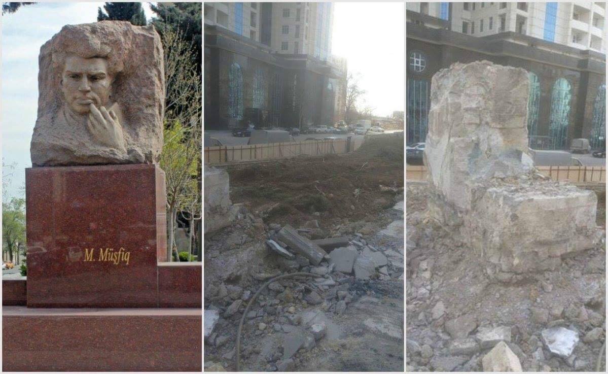 Mikayıl Müşfiqin büstünün dağıdılmasına görə 3 nəfər cəzalandırıldı