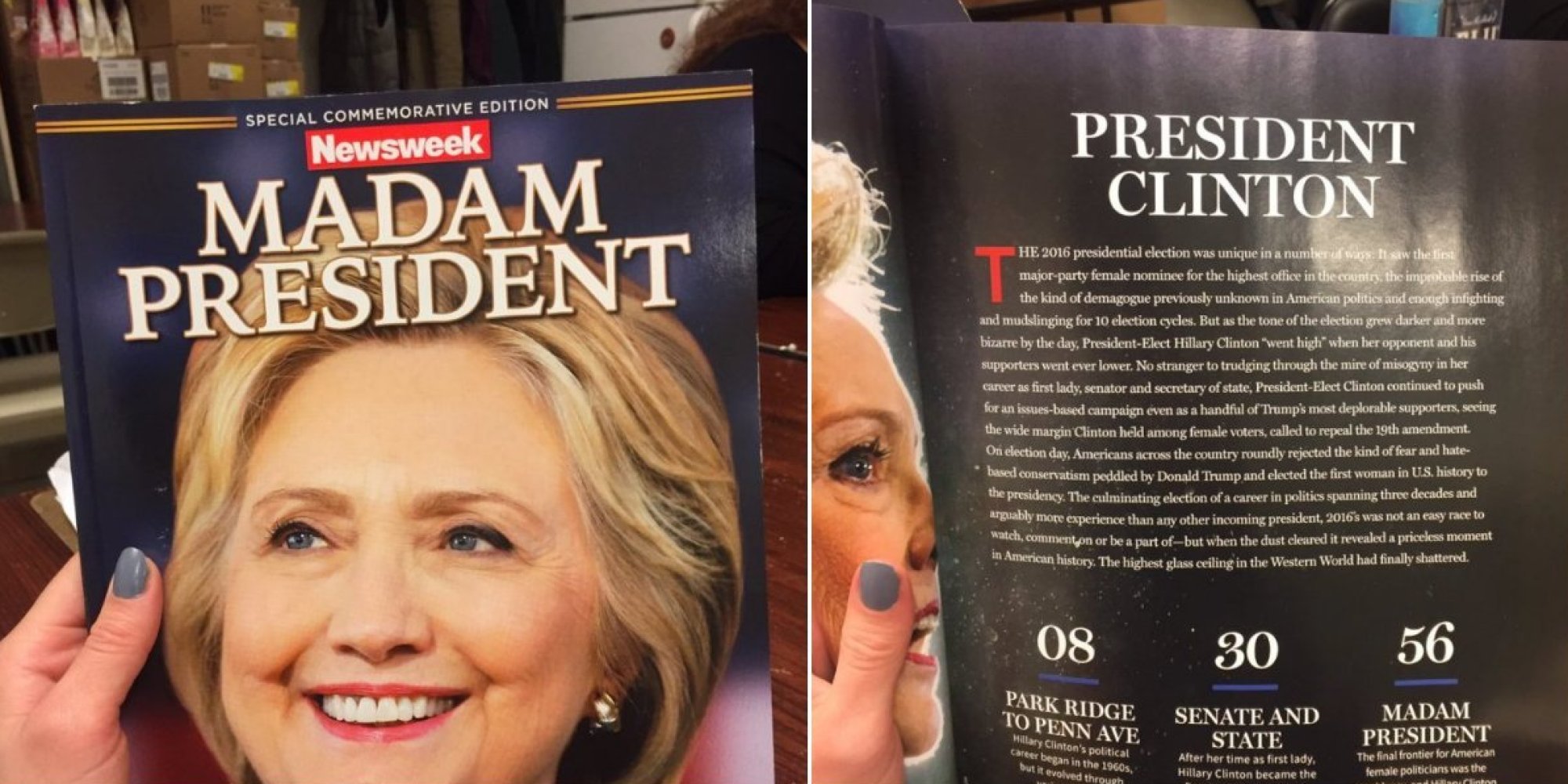 Amerika jurnalı Hillari Klintonun qələbəsinə həsr olunmuş nömrəni səhvən satışa çıxarıb