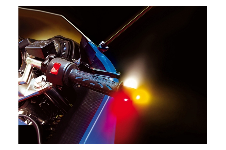 LED-LIGHTED BAR ENDS, 12V - BLACK