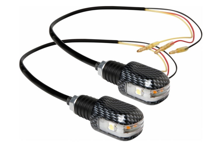 LED-LIGHTED BAR ENDS, 12V - CARBON