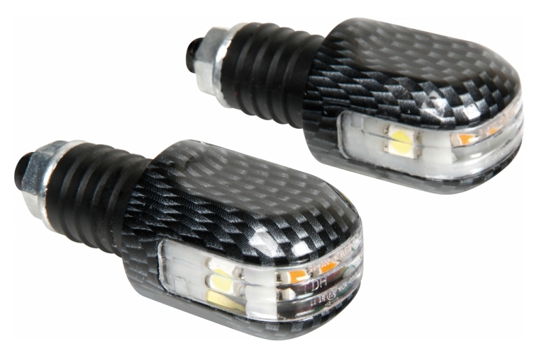 LED-LIGHTED BAR ENDS, 12V - CARBON