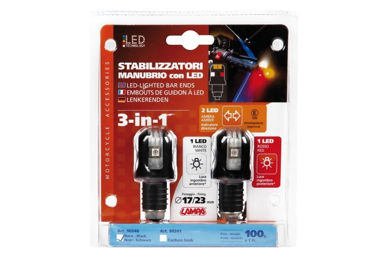 LED-LIGHTED BAR ENDS, 12V - BLACK