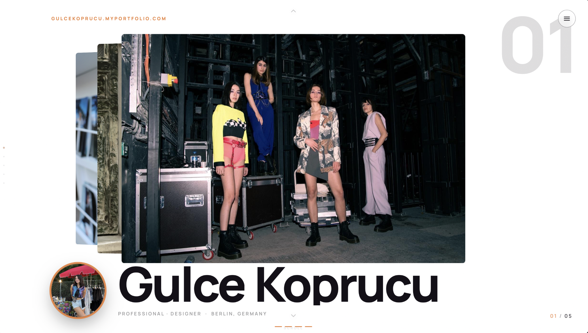 Portfolio piece by fashion designer Gulce Koprucu, Berlin - backstage editorial featuring four models in bold, colorful designs