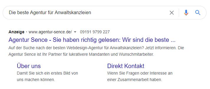 GoogleAds Anzeige auf der SERP