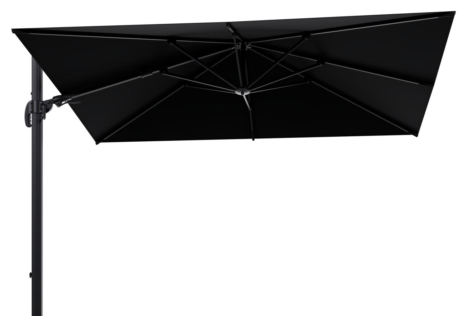 Avola zweefparasol met tiltfunctie in zwart aluminium met zwart