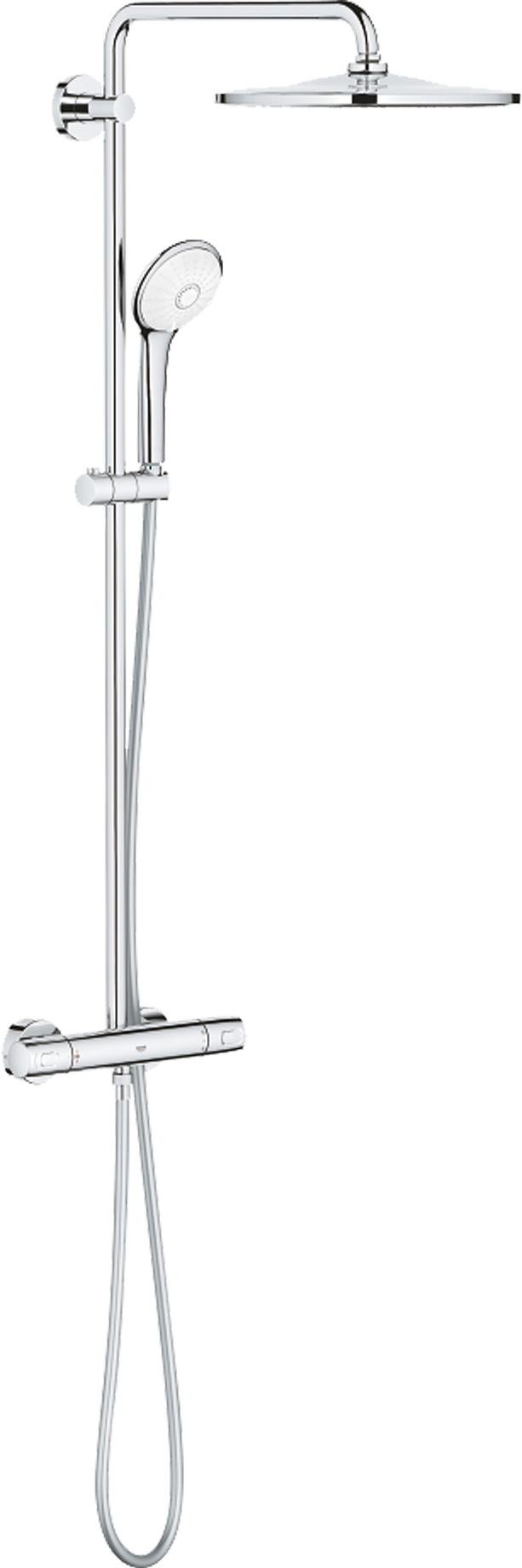 Grohe Euphoria System 310 regendoucheset | Glanzend Chroom | Zonder waterbesparende functie | Thermostatische kraan | Ronde regendouchekop | Ø31cm