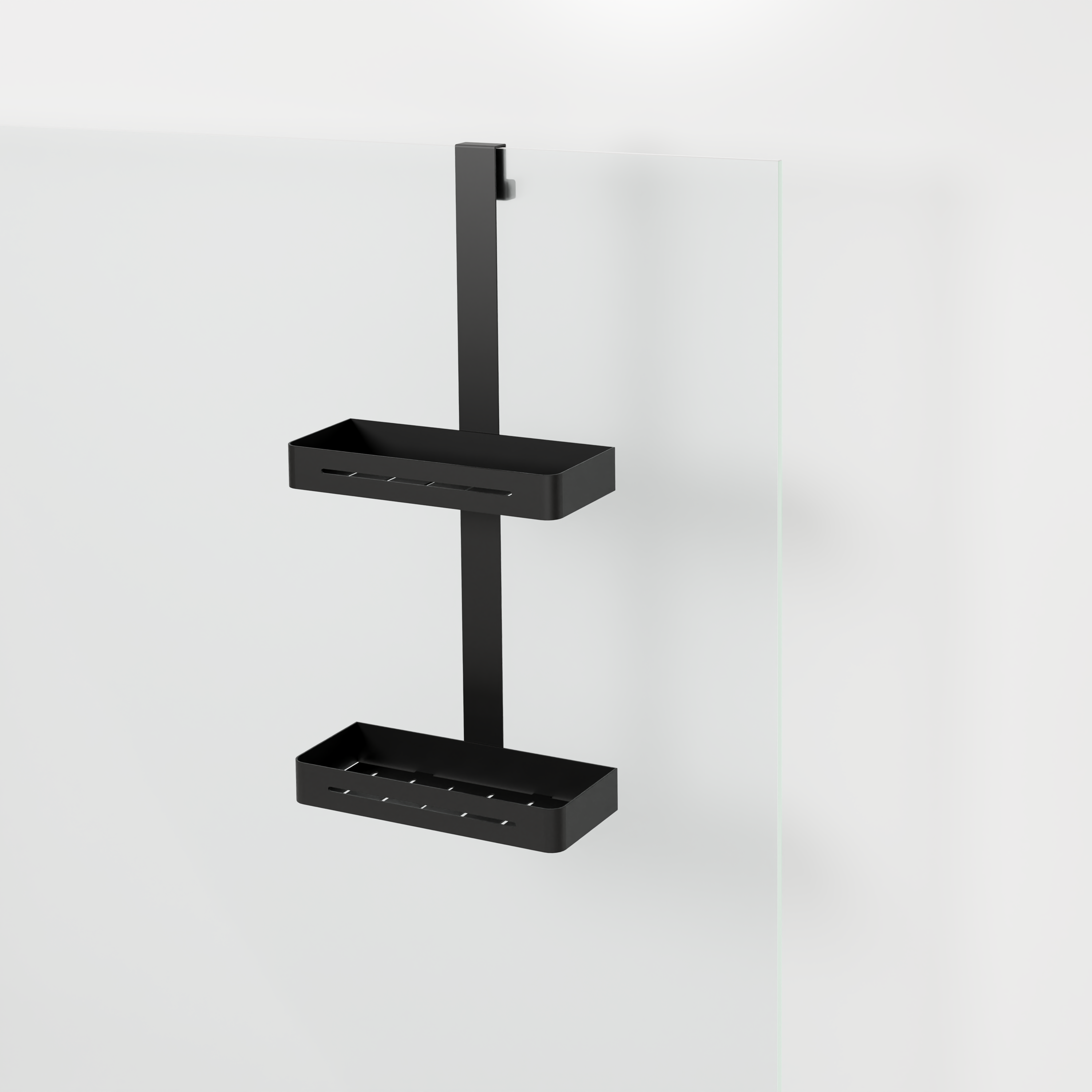 Blaufoss Gulio shampoohouder | Mat zwart | 30 x 10 x 70 cm | Voor douchewand | Dubbele houder