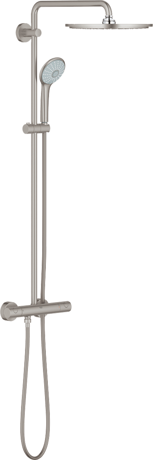 Grohe Euphoria System 310 regendoucheset | Supersteel | Met waterbesparende functie | Thermostatische kraan | Ronde regendouchekop | Ø31cm